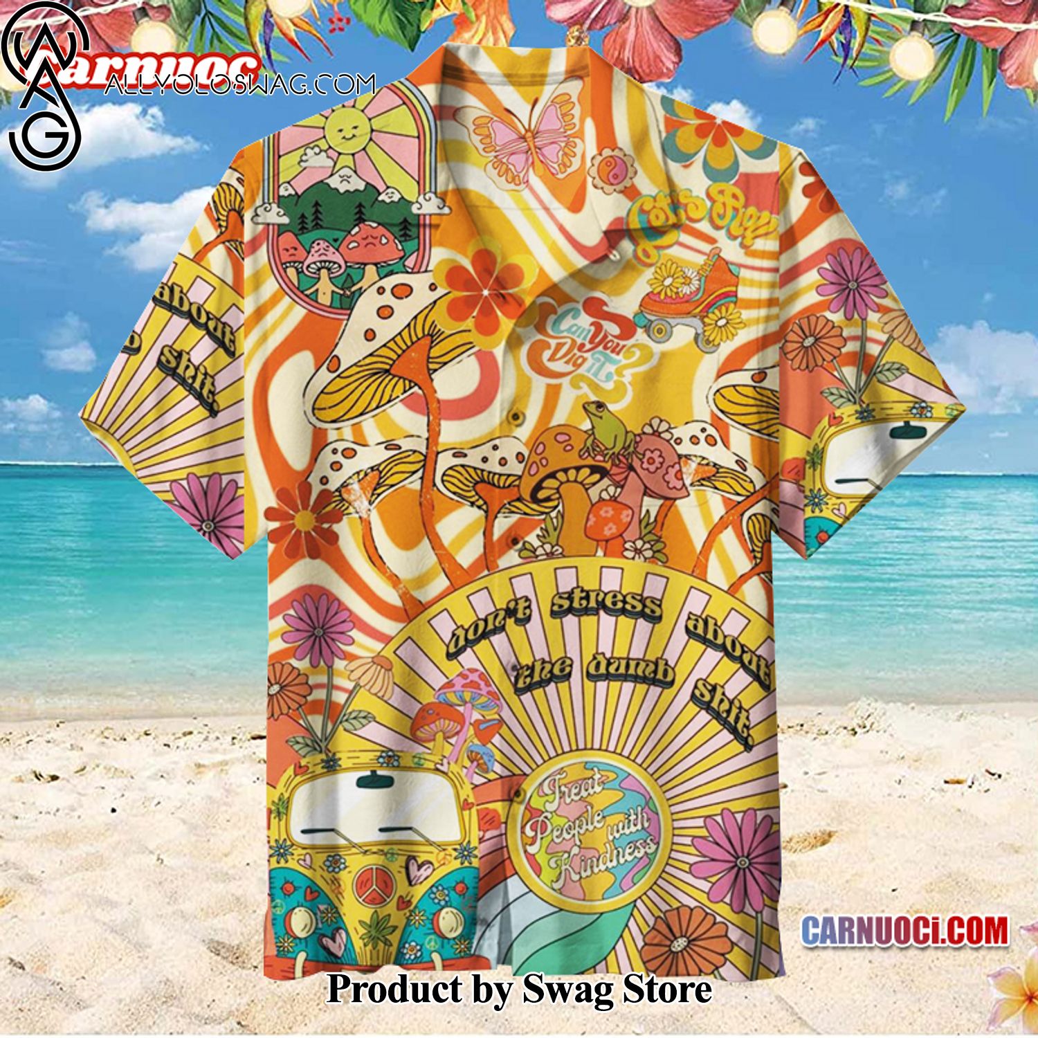 Mushroom Butterfly Tropical Hawaiian Shirt