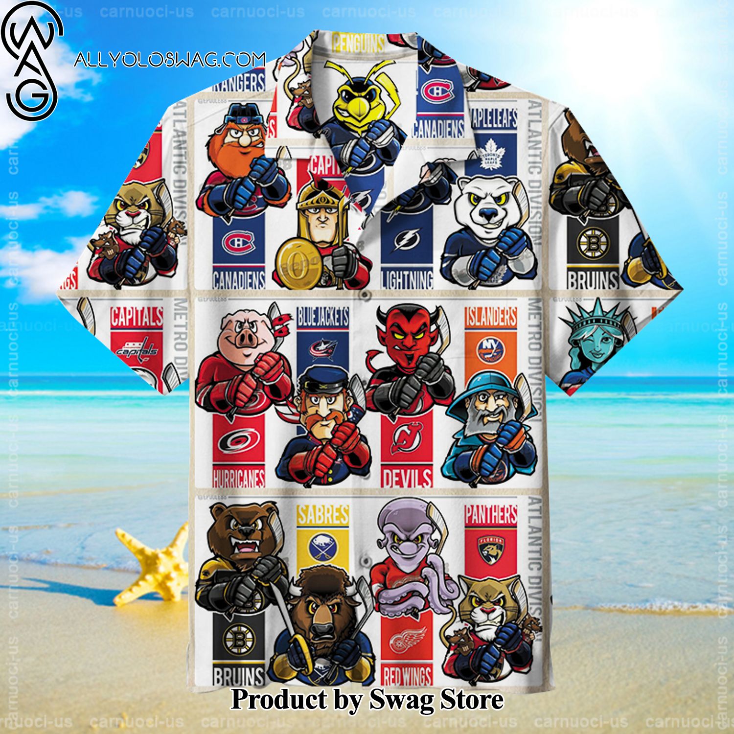 NHL Chibi Mascots- Eastern Conference Affordable Hawaiian Shirt