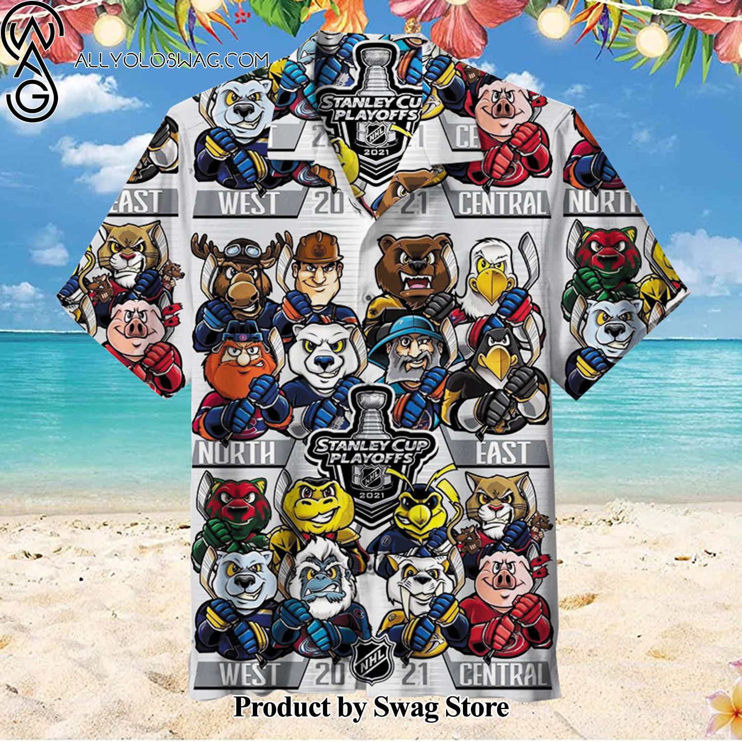 NHL mascot Flattering Fit Hawaiian Shirt