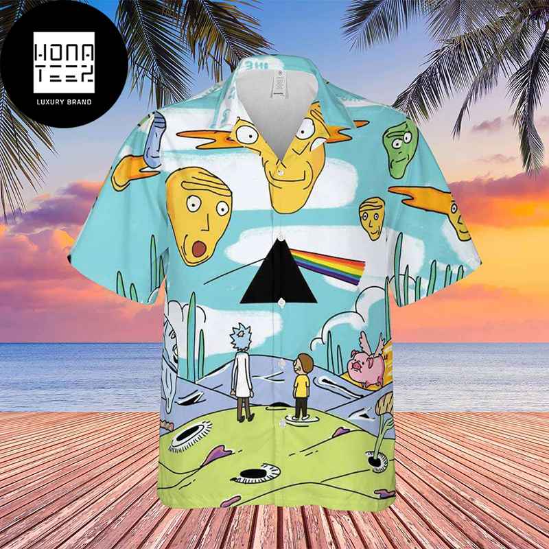 Pink Floyd Rick and Morty x Dark Side Of The Moon 2024 Trendy Hawaiian Shirt