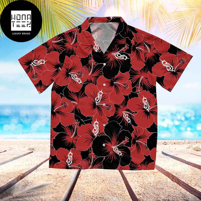 Slipknot Black And Red Flowers 2024 Trendy Hawaiian Shirt