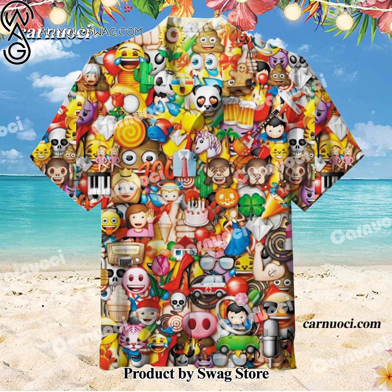 Emoji collage Photographic Print Hawaiian Shirt