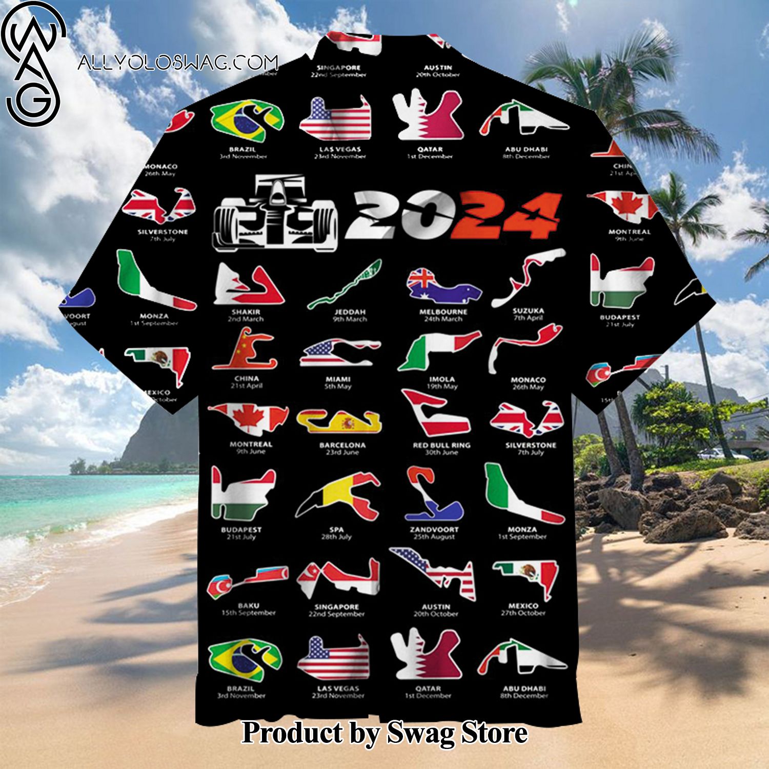 F1 2024 Calendar Short Sleeve Hawaiian Shirt