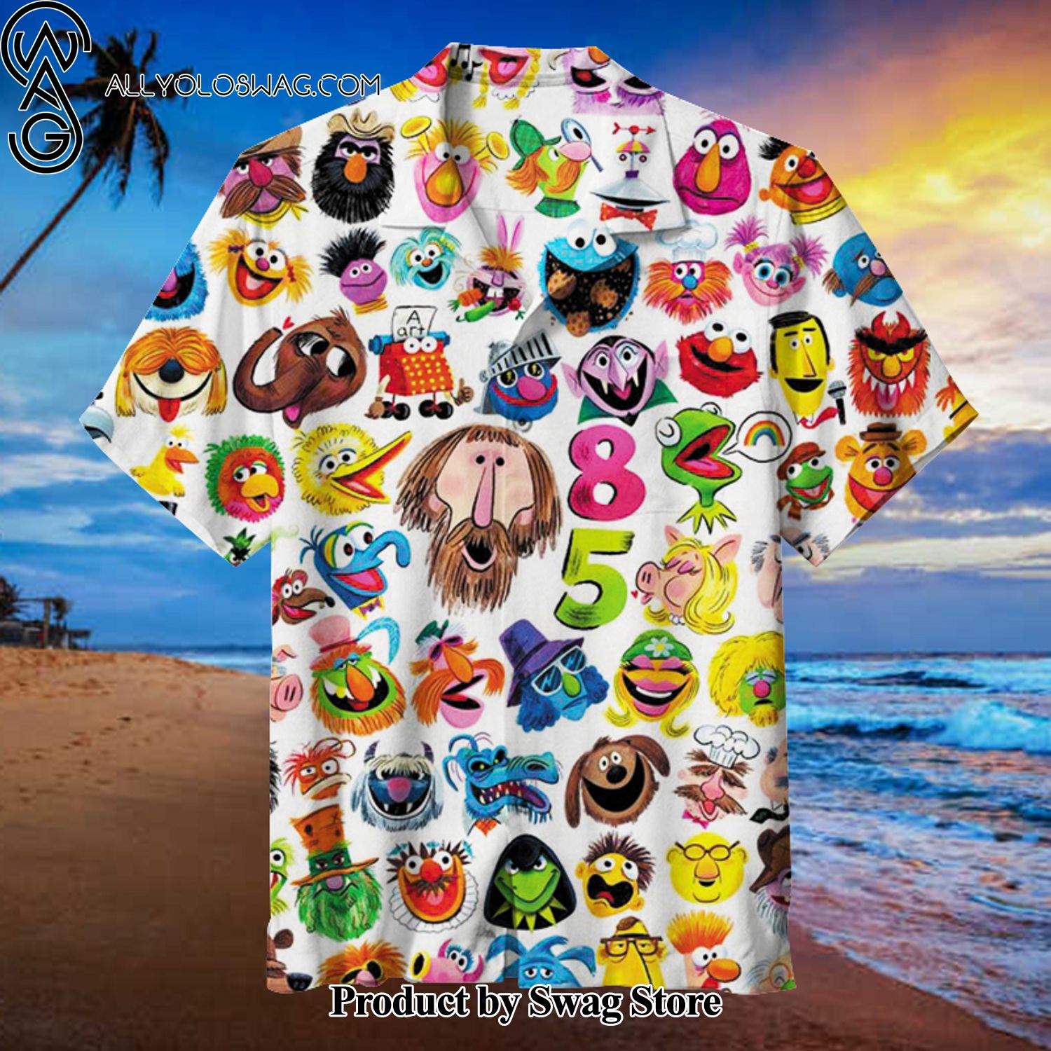 Favorite characters from SesameStreet Family Vacation Hawaiian Shirt