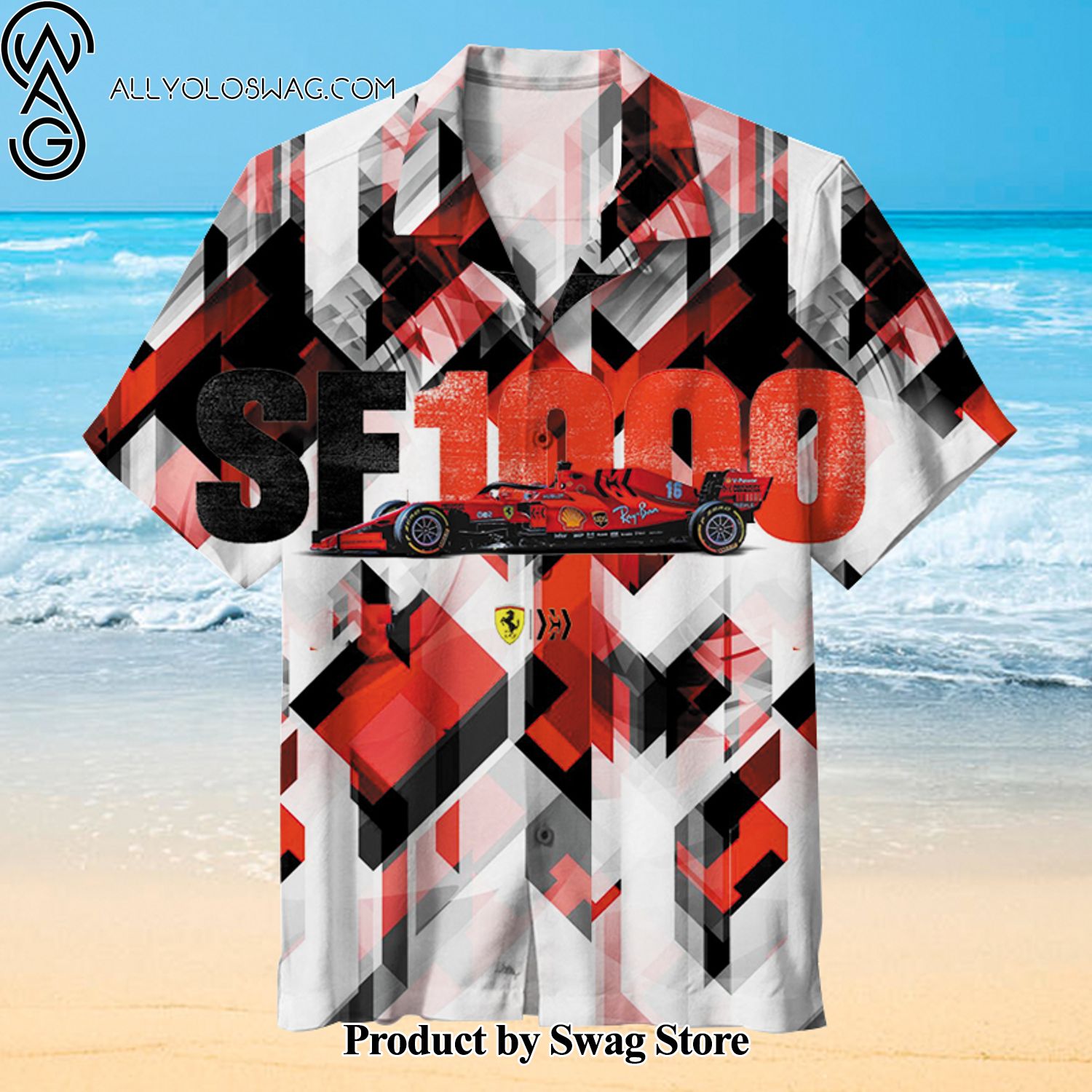 Ferrari SF 1000 Monochrome Hawaiian Shirt