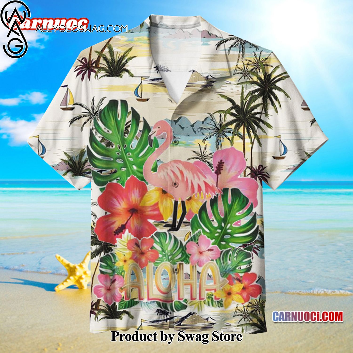 Flamingos Relaxed Fit Hawaiian Shirt