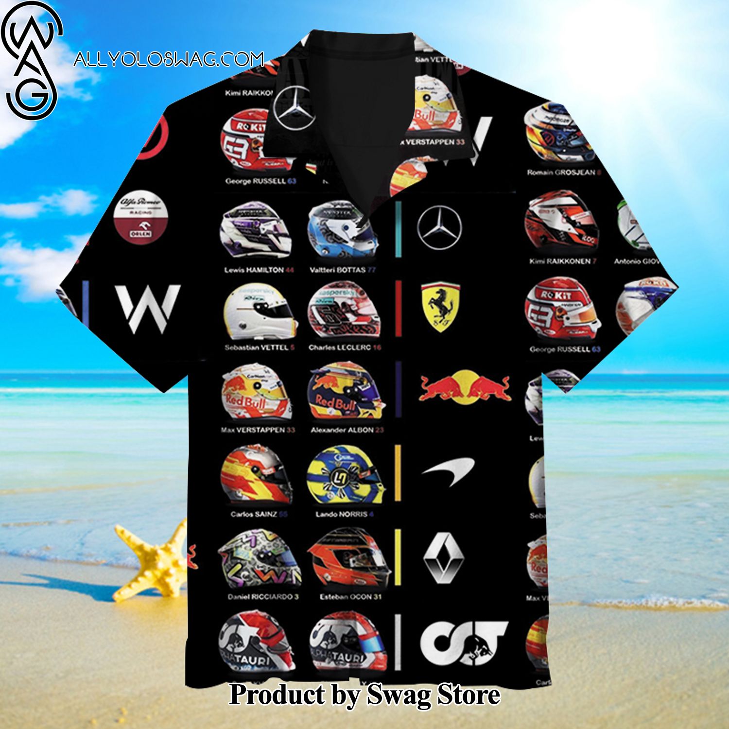 Formula 1 drivers Abstract Pattern Hawaiian Shirt