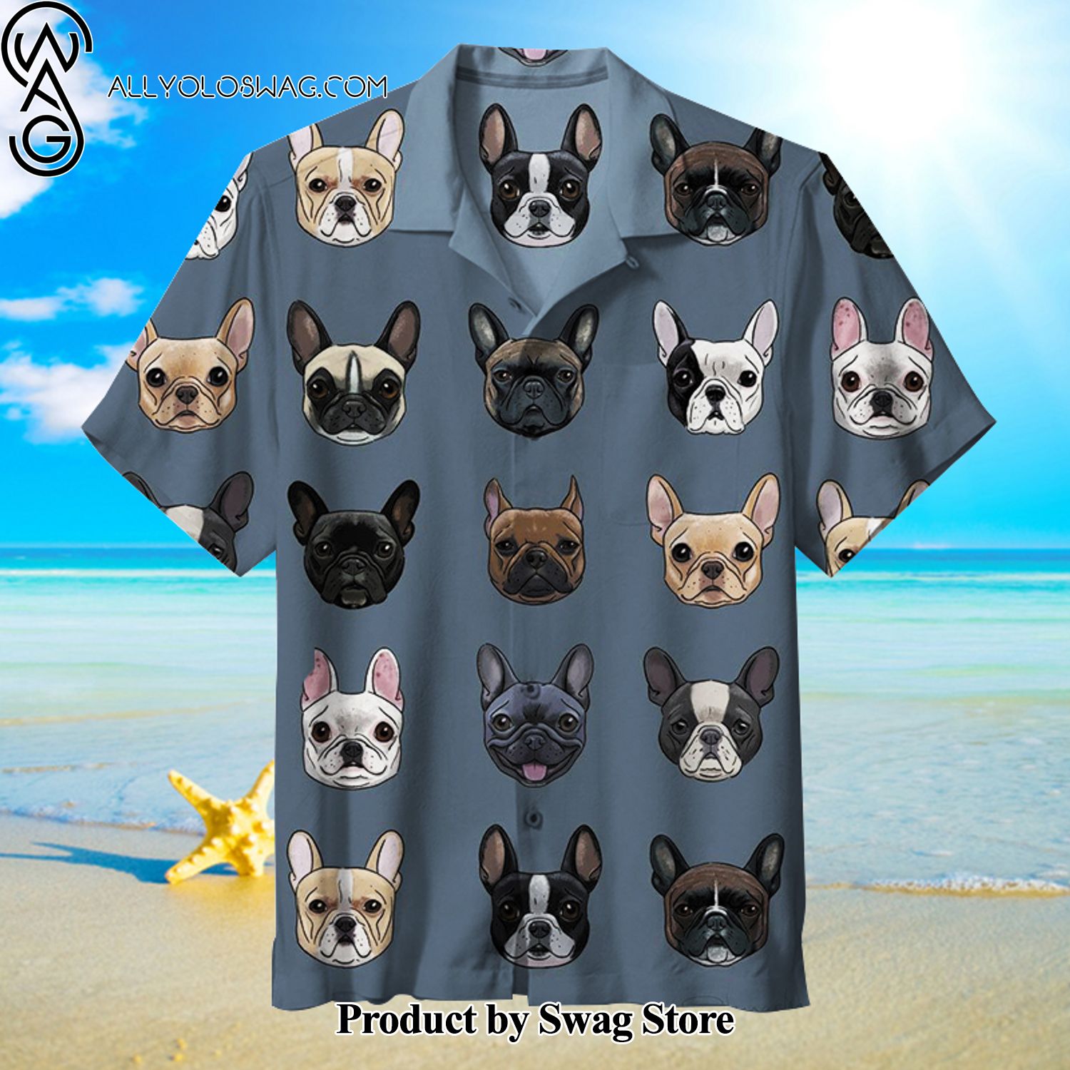 French Bulldog Layered Look Hawaiian Shirt