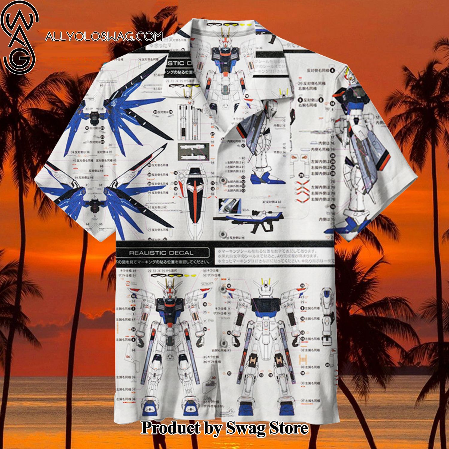 GUNDAM Nostalgic 90s Hawaiian Shirt