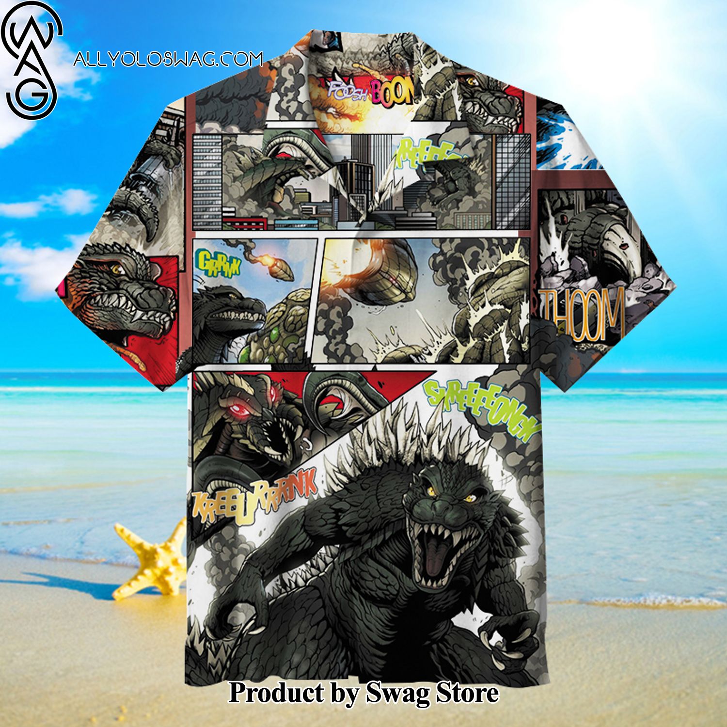 Godzilla Eco-Conscious Hawaiian Shirt