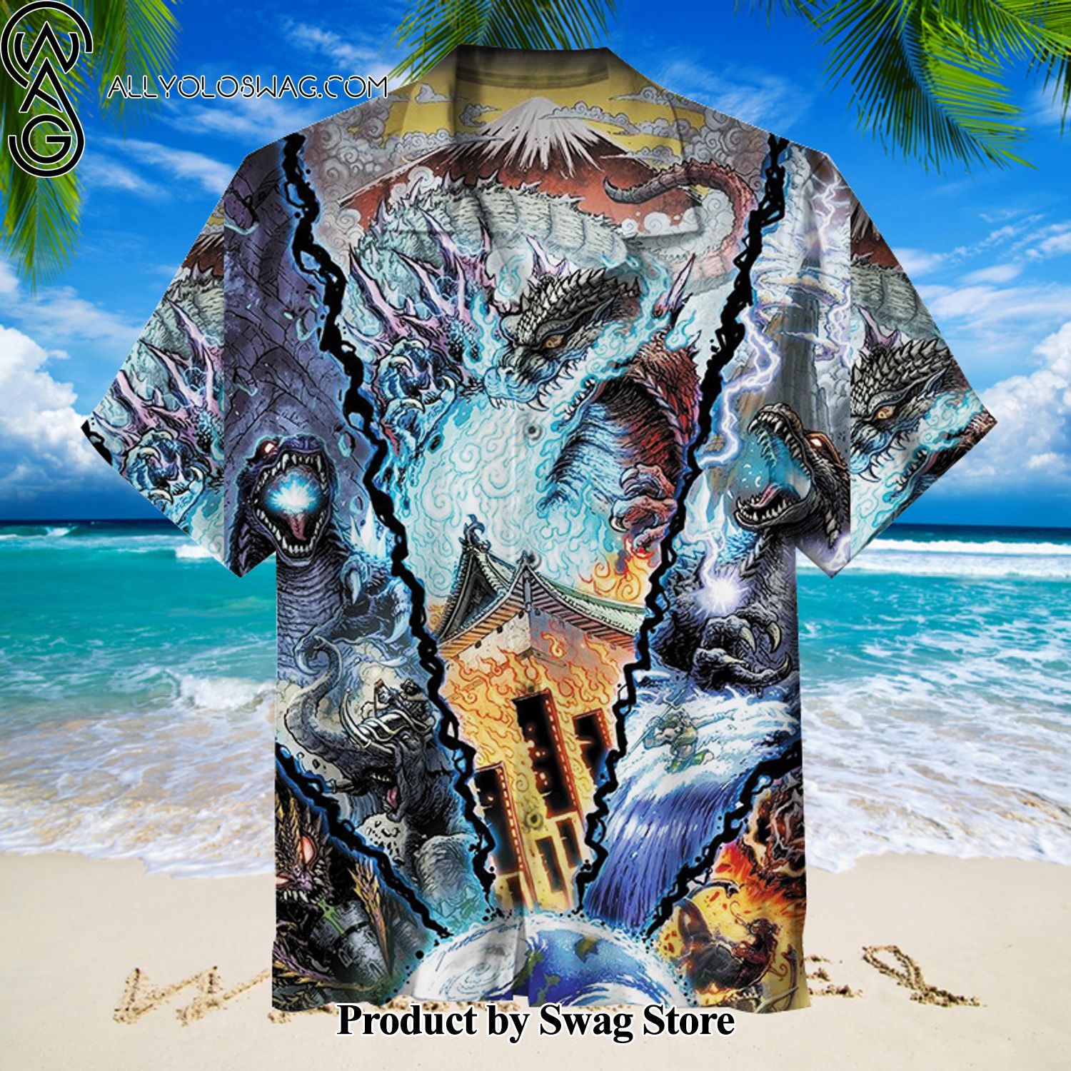 Godzilla Fishing Trip Hawaiian Shirt