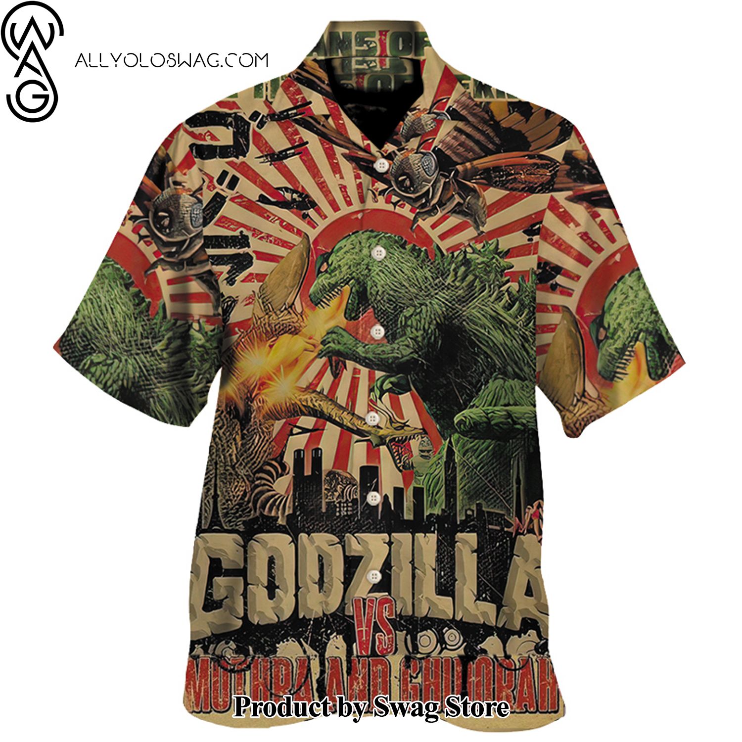 Godzilla Vs Mothra And Ghidorah Fishing Trip Hawaiian Shirt