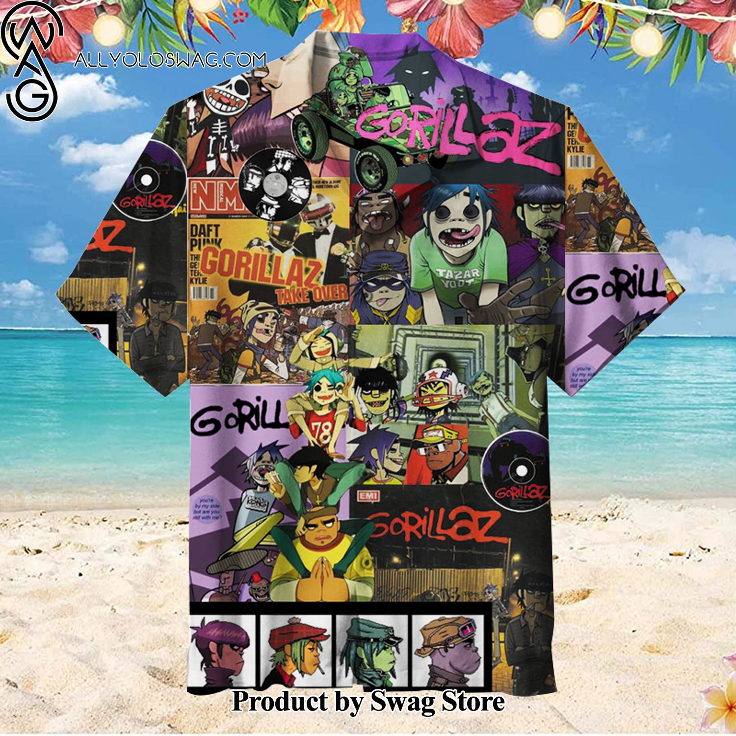 Gorillaz Bold Floral Hawaiian Shirt