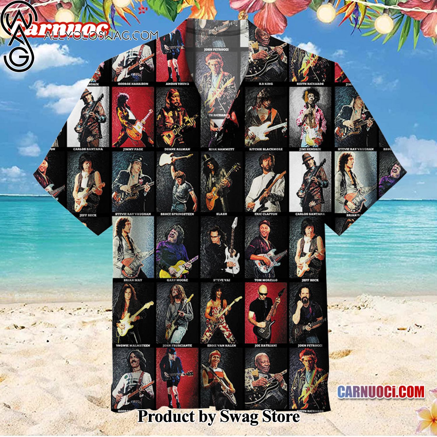 Greatest Guitarists Of All Time Humorous Hawaiian Shirt