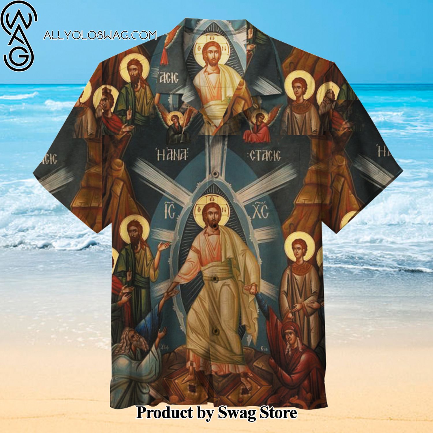 Greek Orthodox Icon of Christ's Resurrection Festival Ready Hawaiian Shirt