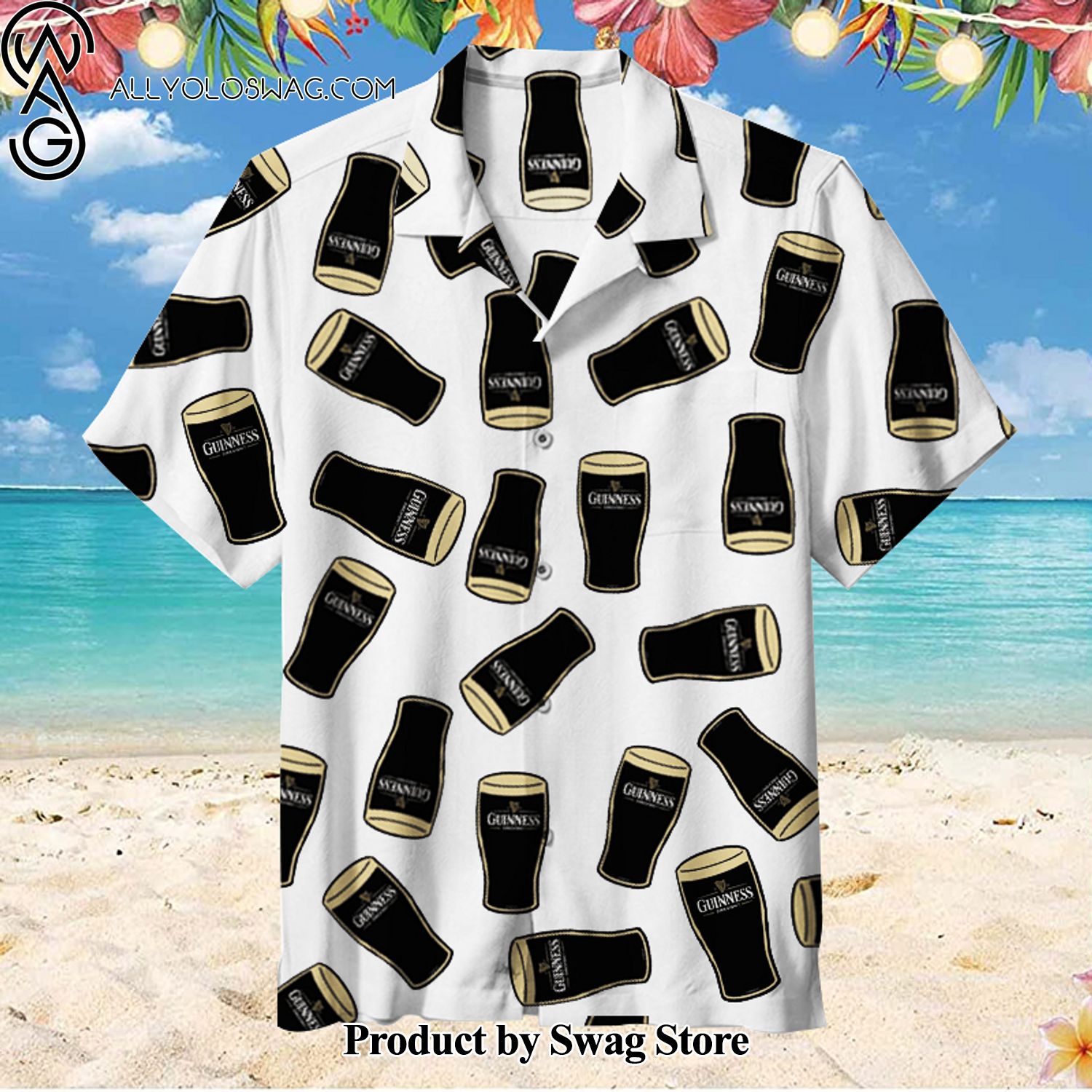 Guinness Pint Designer Hawaiian Shirt