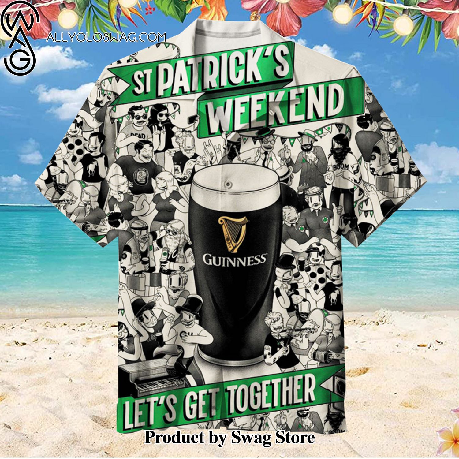 Guinness celebrate St Patrick's Day Made to Order Hawaiian Shirt