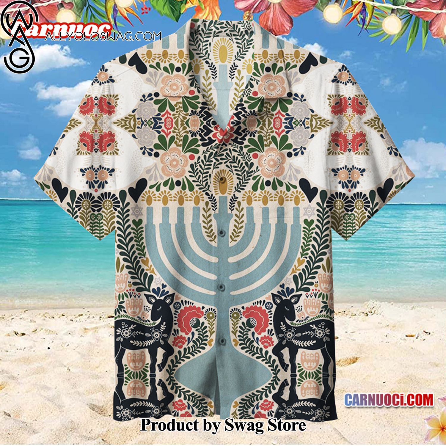 Happy Hanukkah Nostalgic 90s Hawaiian Shirt