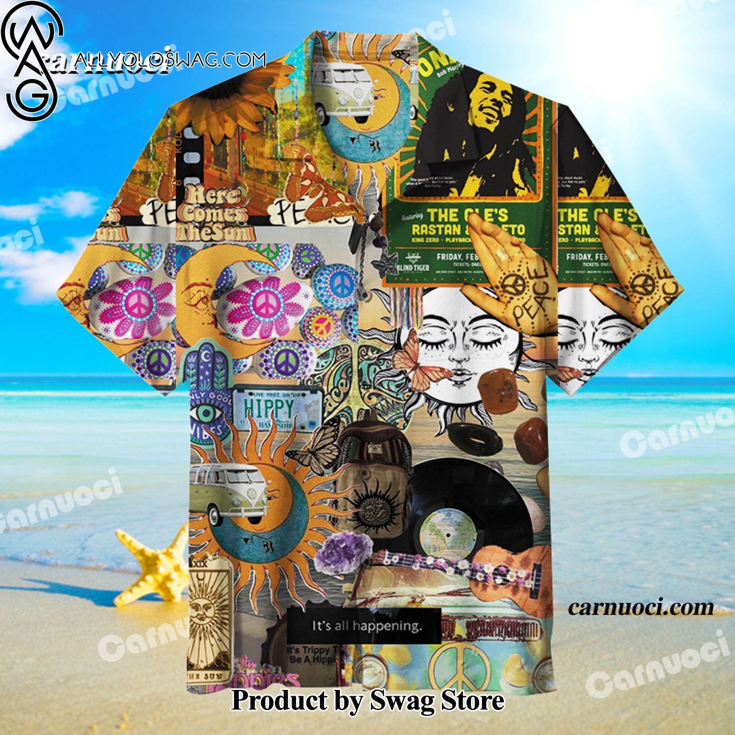 Here Comes The Sun Monochrome Hawaiian Shirt