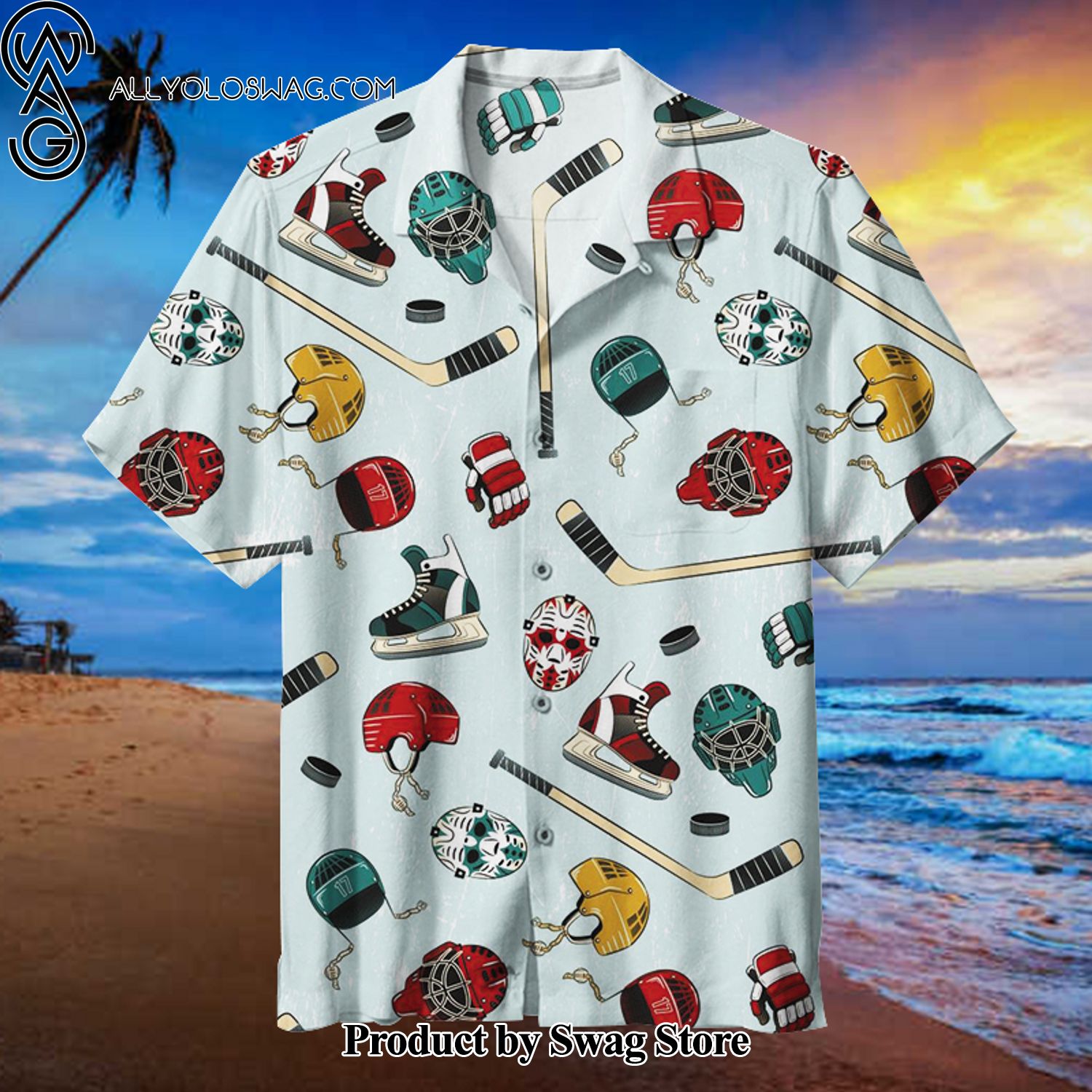 Hockey Beach Holiday Hawaiian Shirt