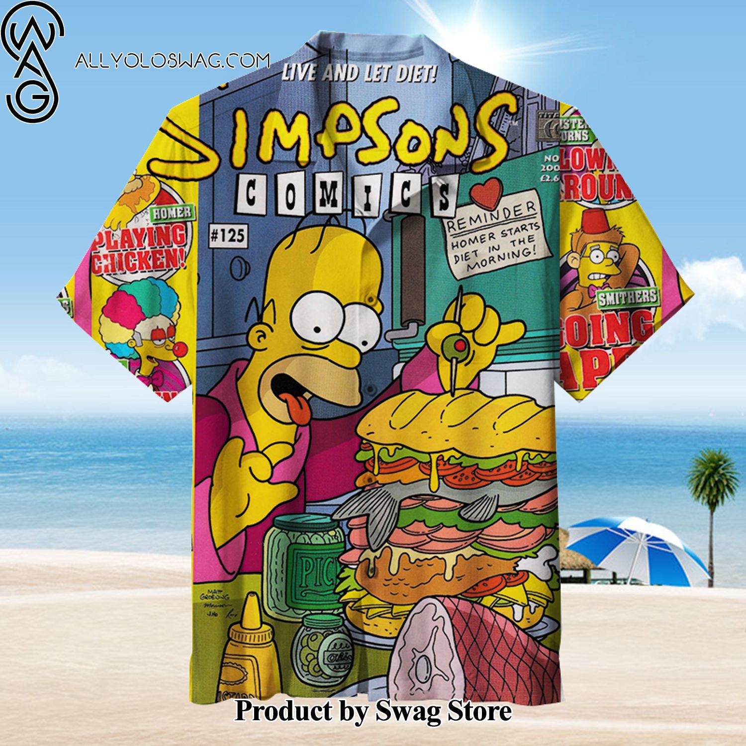 Homer Jay Simpson Colorfast Hawaiian Shirt