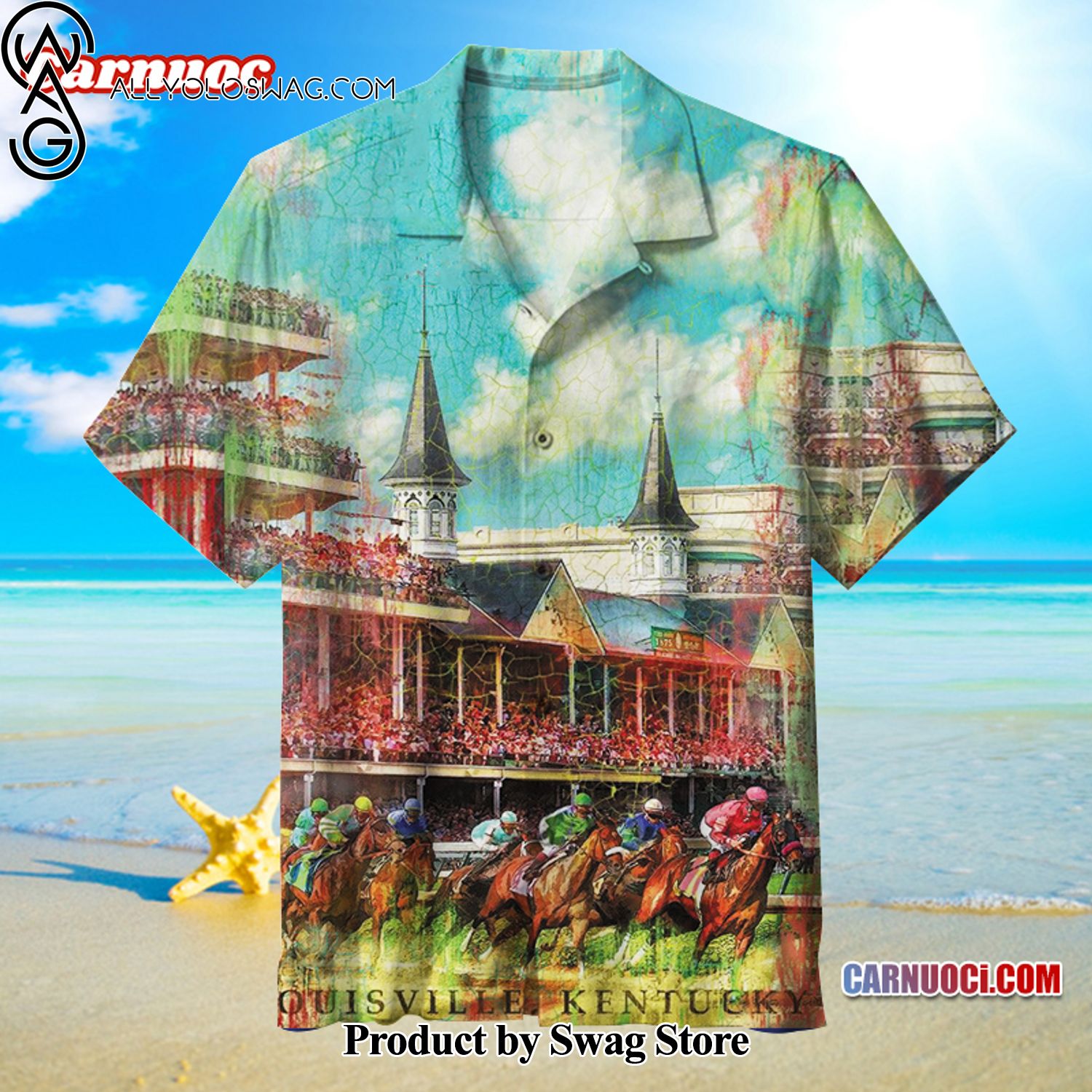 Horse racing Tropical Hawaiian Shirt