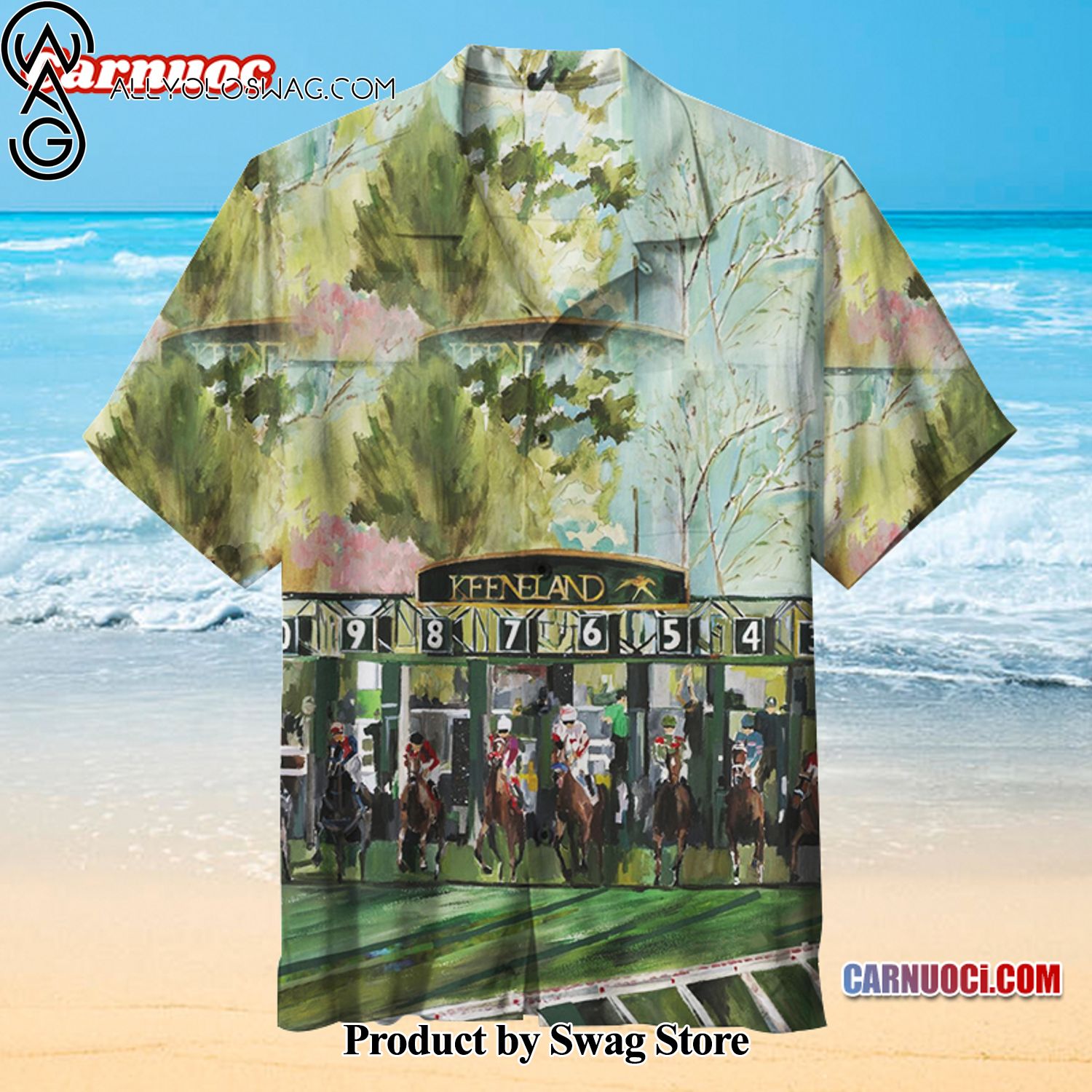 Horse racing Vibrant Print Hawaiian Shirt