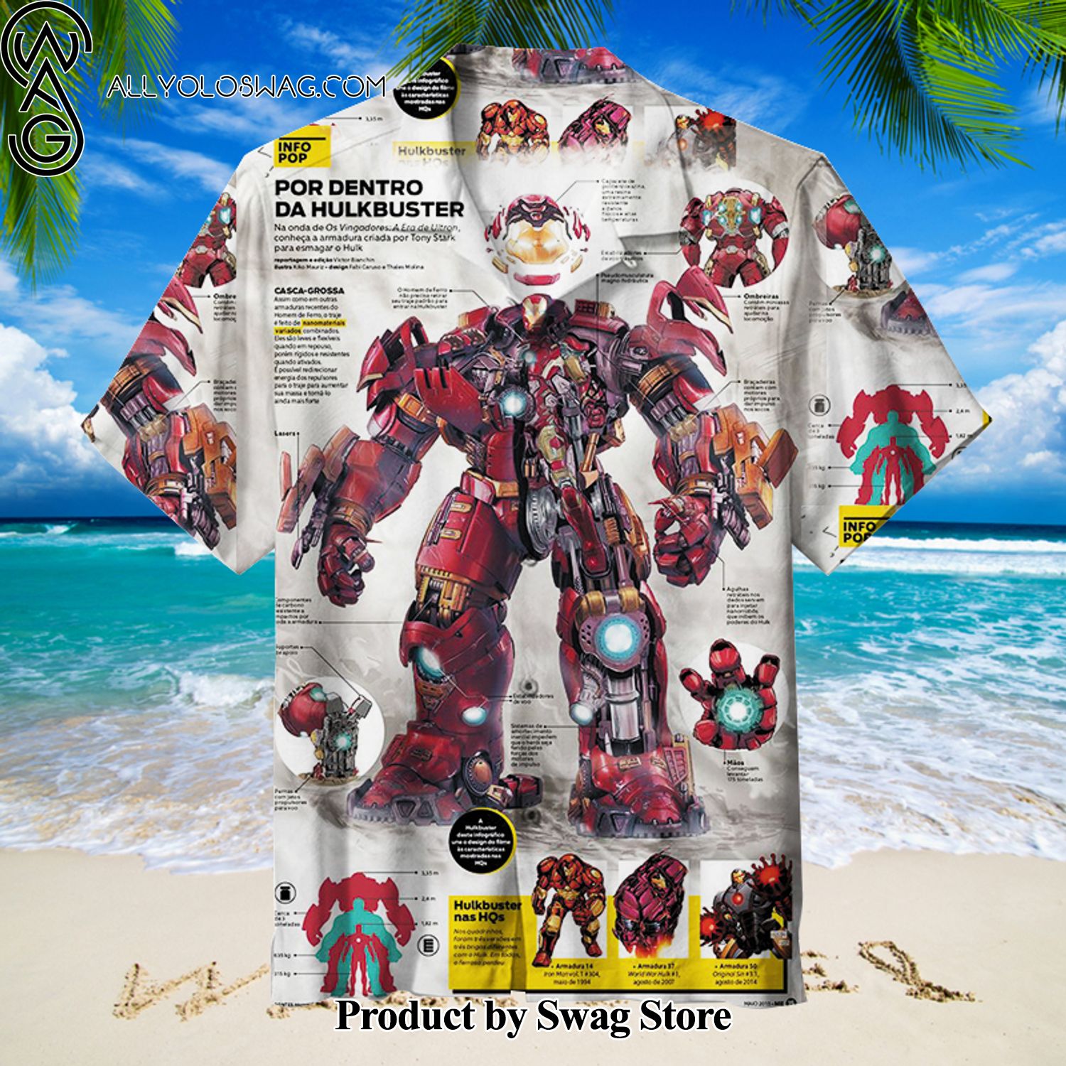 Iron Man Bold Floral Hawaiian Shirt