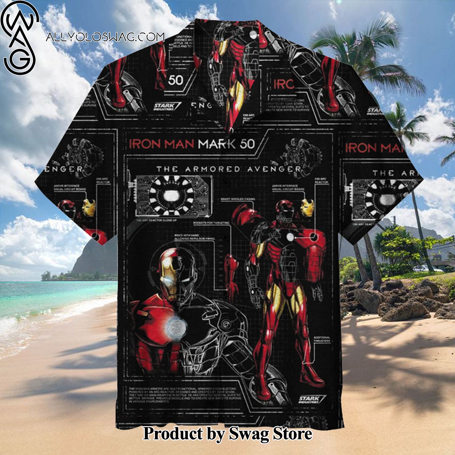 Iron Man Upcycled Hawaiian Shirt