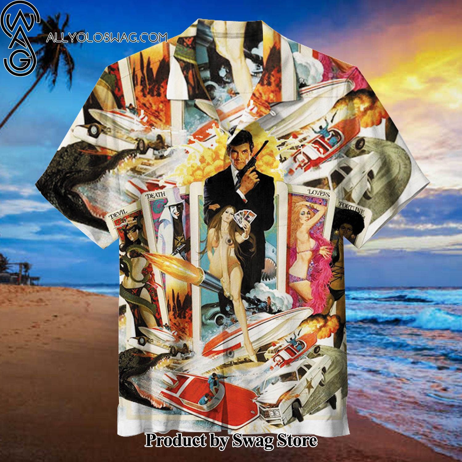 James Bond Travel Inspired Hawaiian Shirt