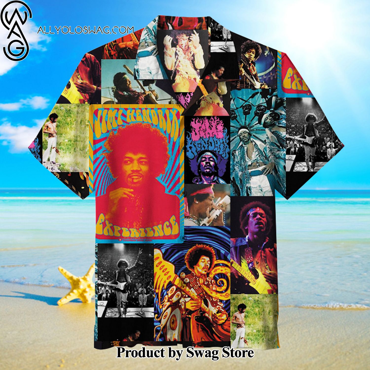 Jimi Hendrix Flattering Fit Hawaiian Shirt