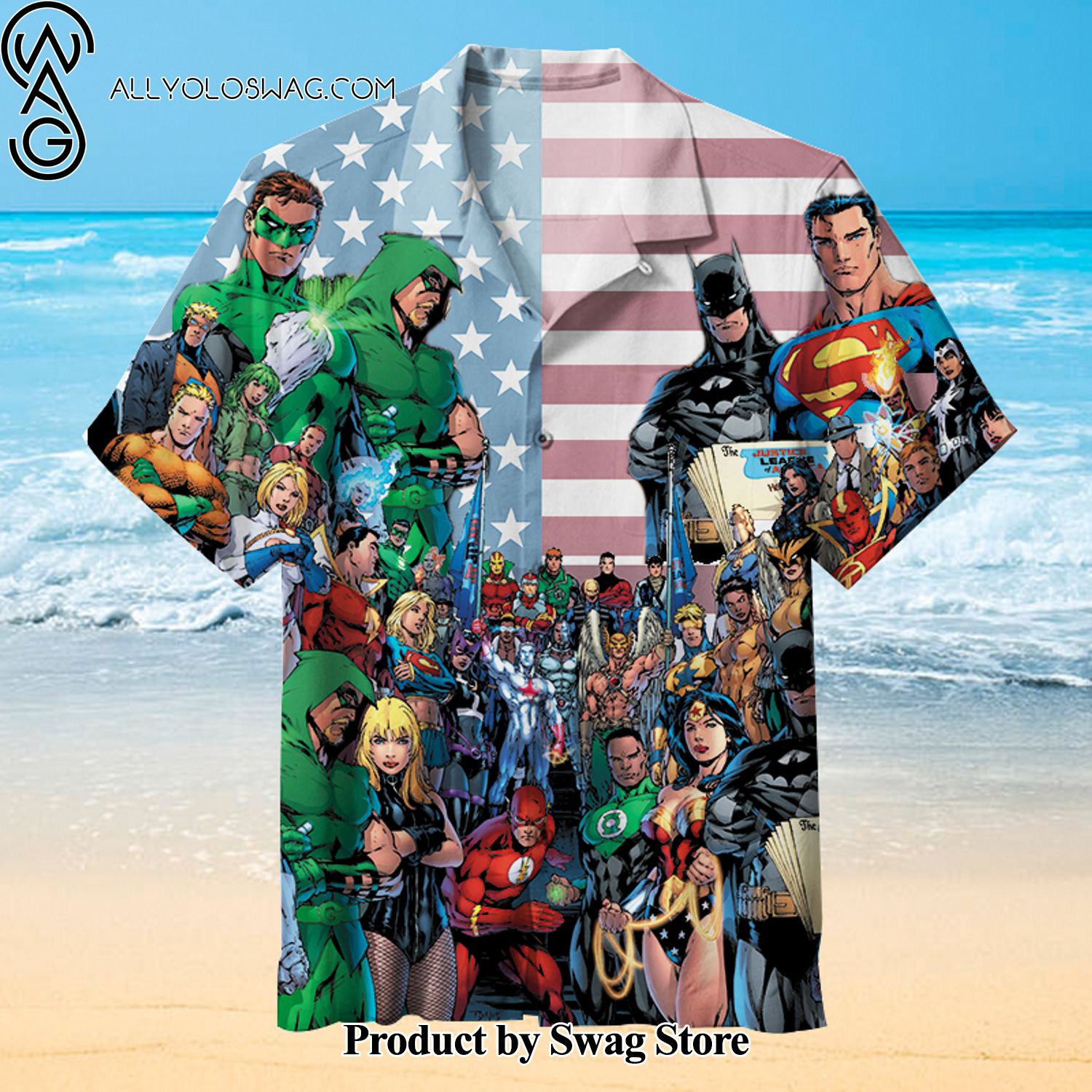 Justice League Unlimited Vibrant Print Hawaiian Shirt