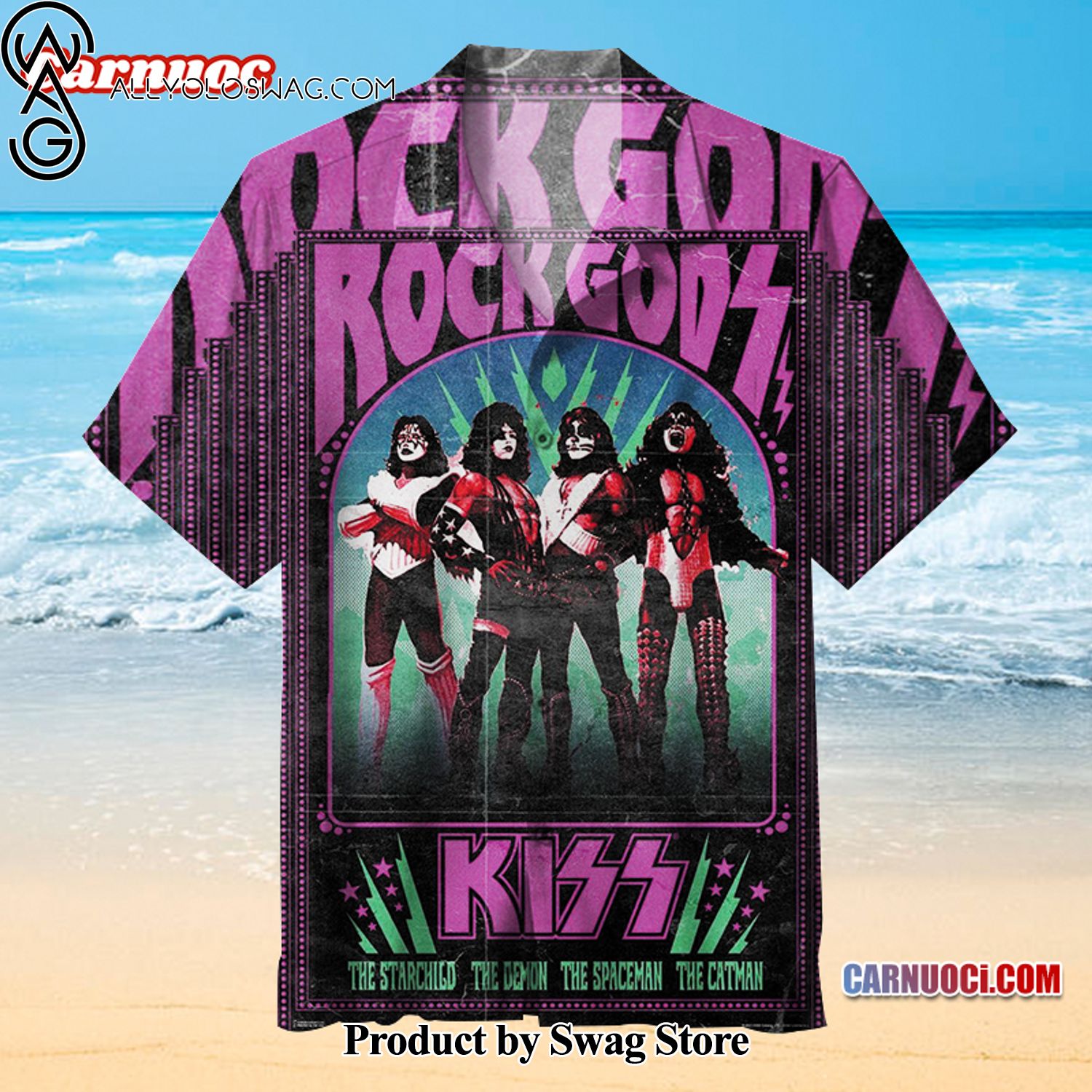 KISS Neon Hawaiian Shirt