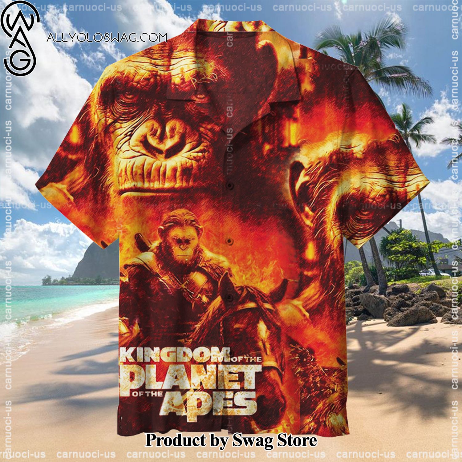 Kingdom of the Planet of the Apes Vibrant Print Hawaiian Shirt