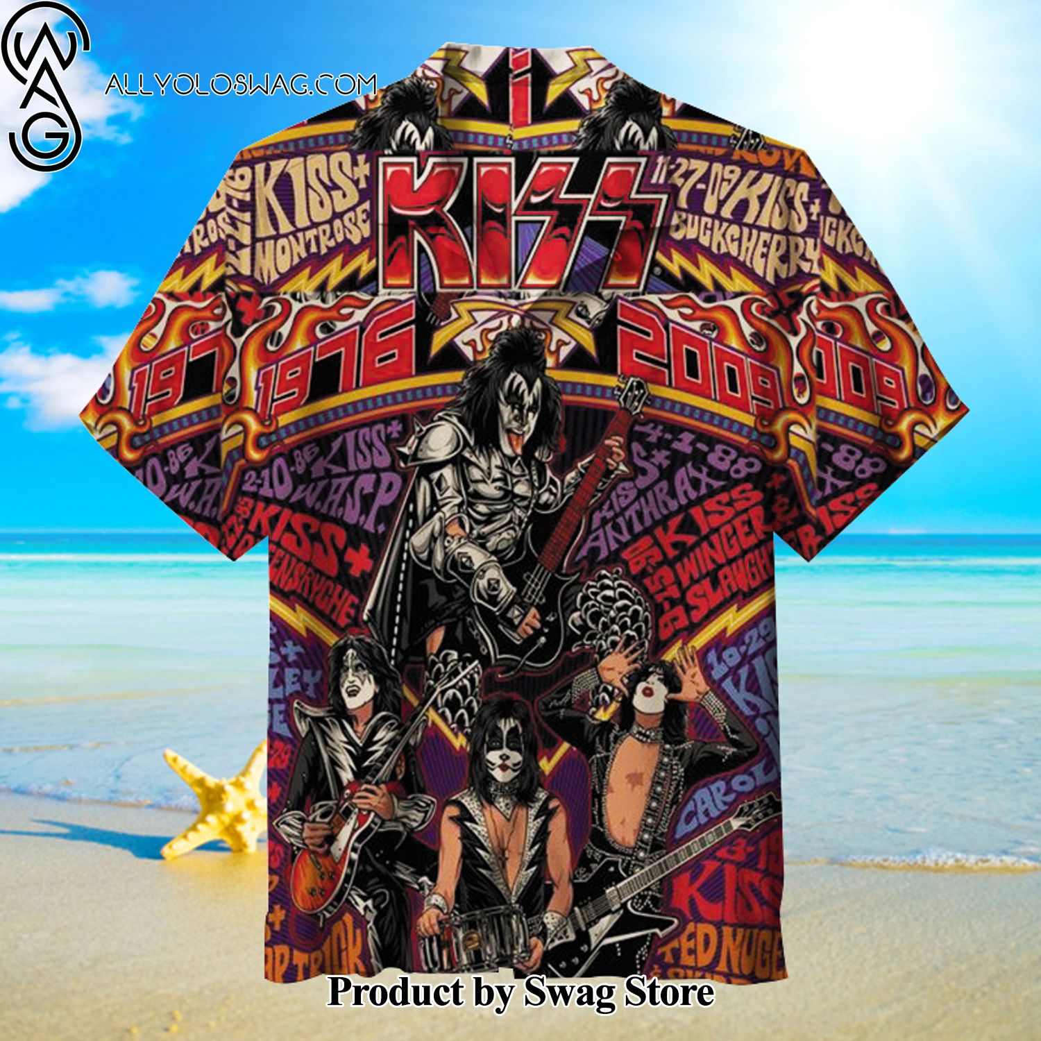 Kiss Band Poster Workwear-Inspired Hawaiian Shirt