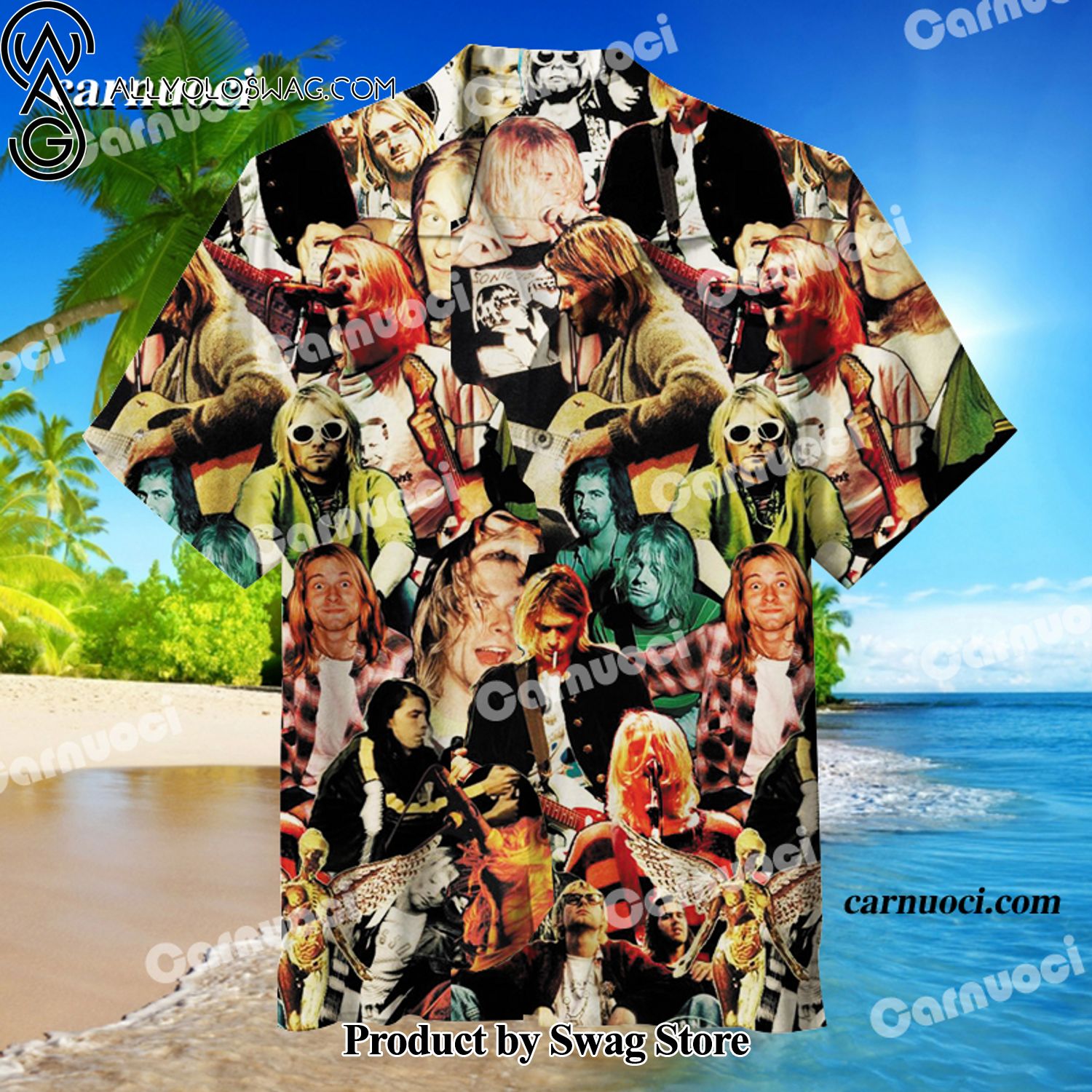 Kurt Cobain Monochrome Hawaiian Shirt