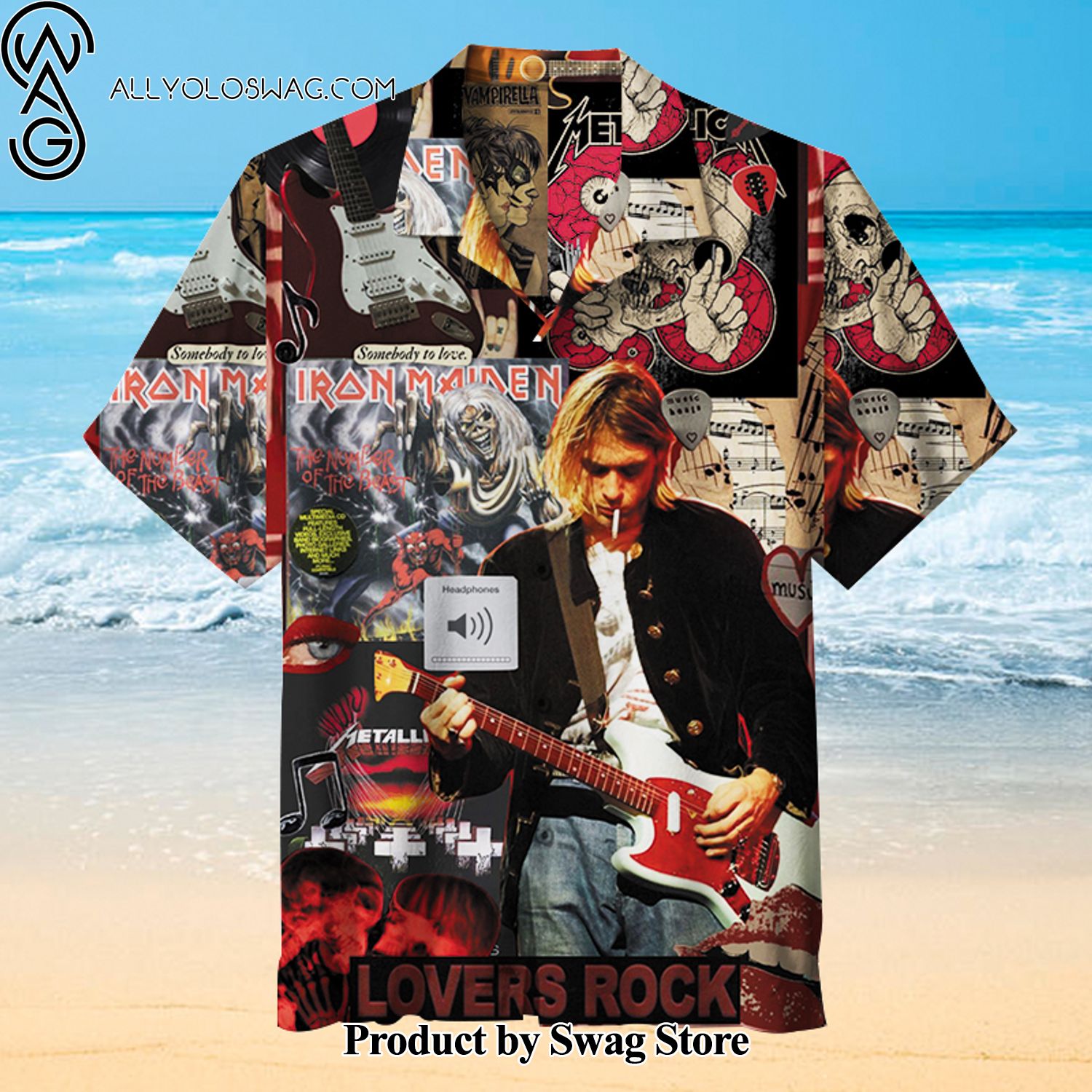 Kurt Donald Cobain Neon Hawaiian Shirt