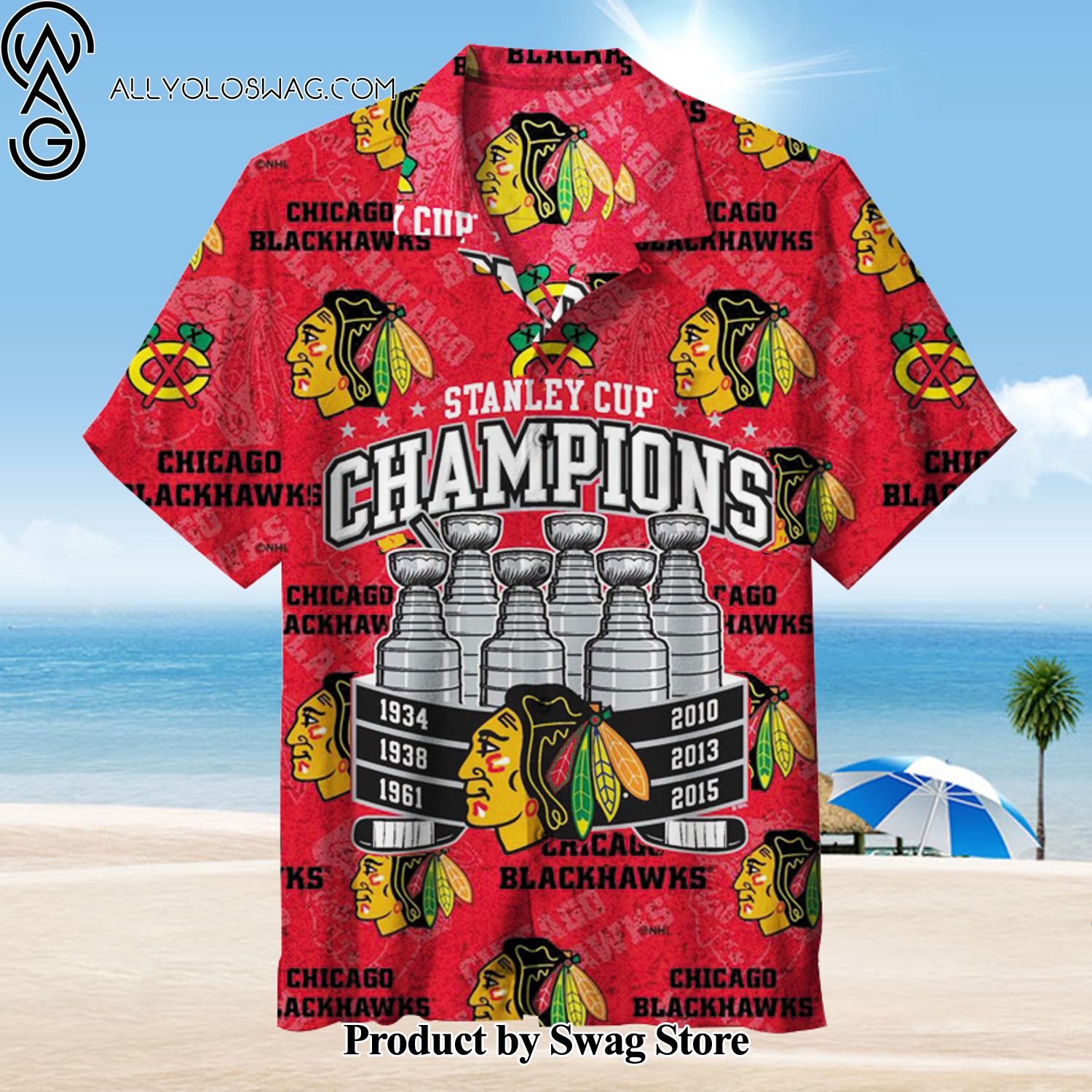 Chicago Blackhawks Neon Hawaiian Shirt