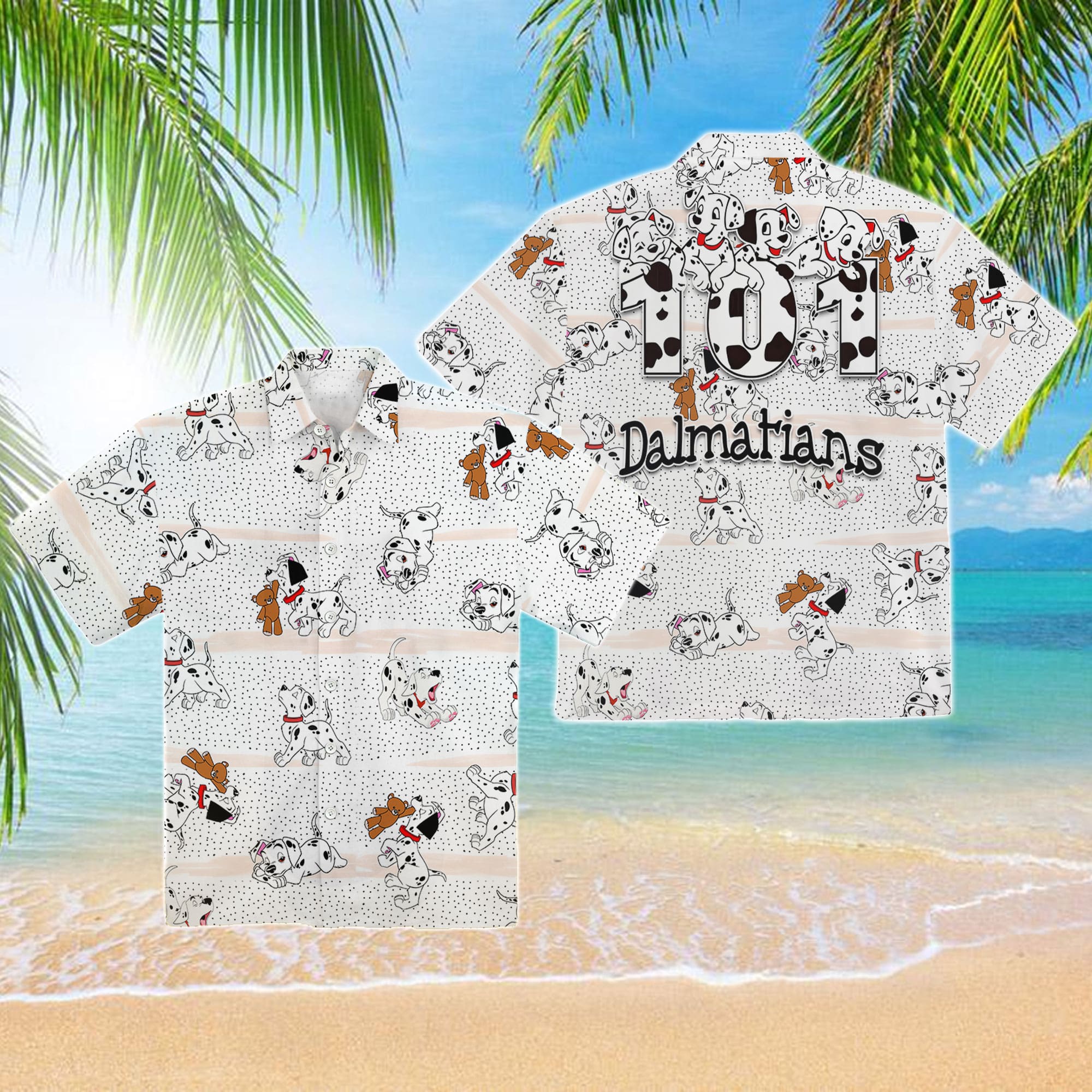 101 Dalmatians Black White Hawaiian Shirt