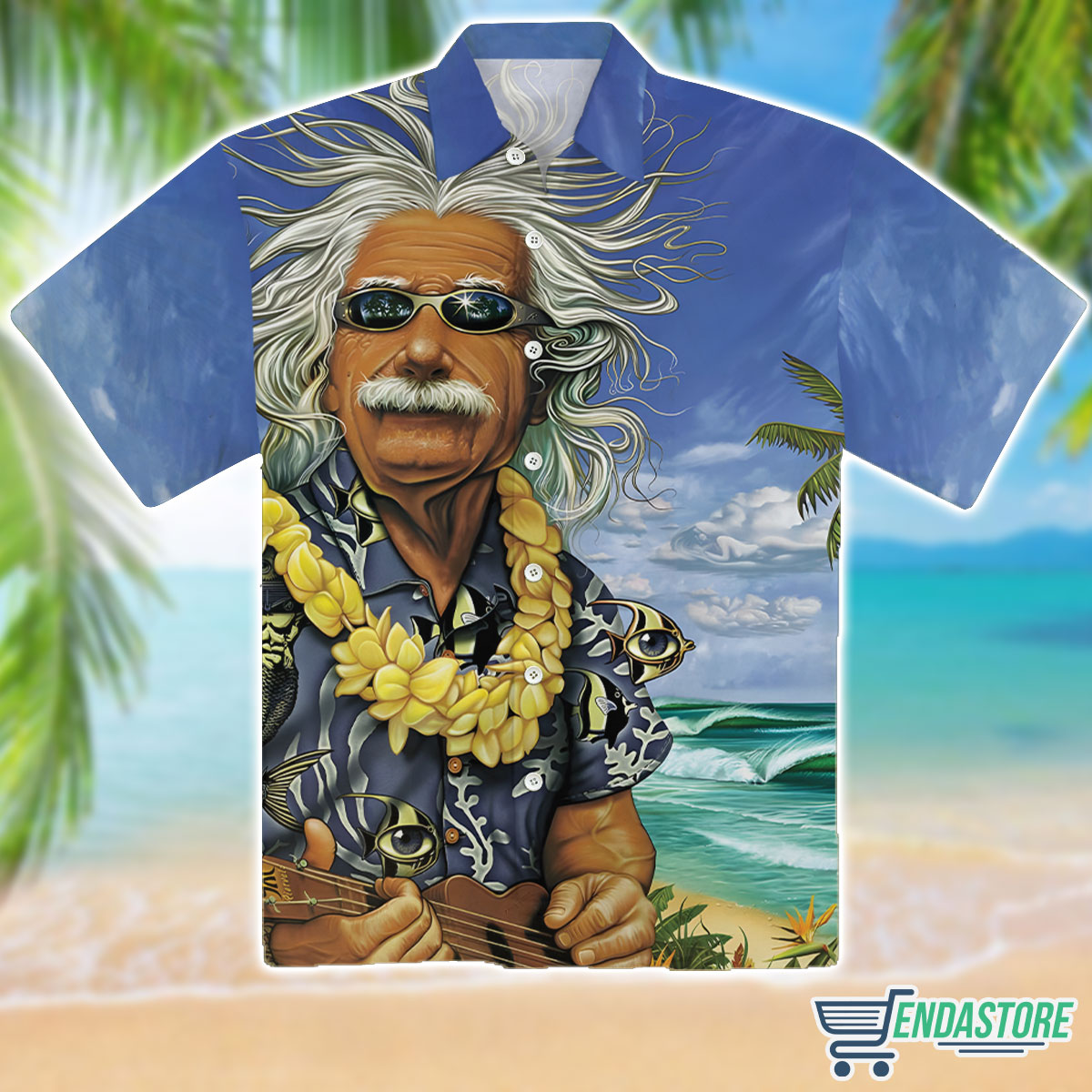 Albert Einstein Chilling On The Beach Hawaiian Shirt