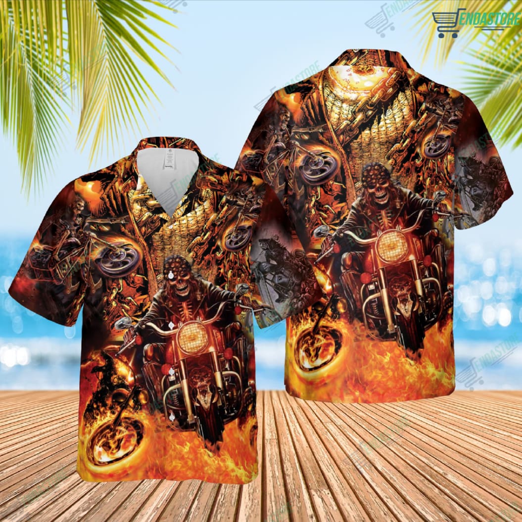 Amazing Skull Motorcycle Racing Hawaiian Shirt