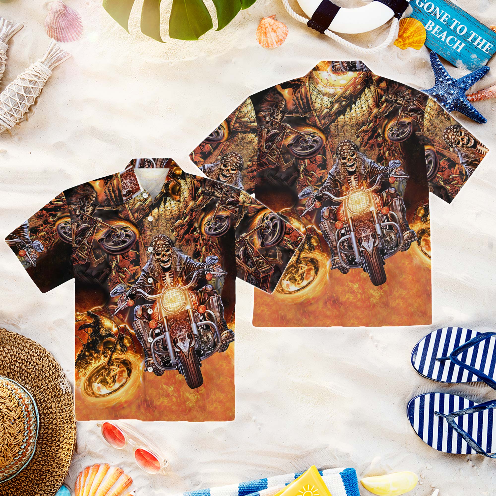 Amazing Skull Motorcycle Racing Hawaiian Shirt 9959