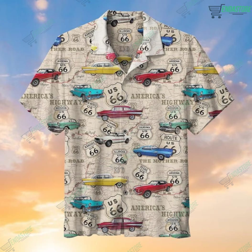 Amazing Vintage Muscle Car On Route Hawaiian Shirt