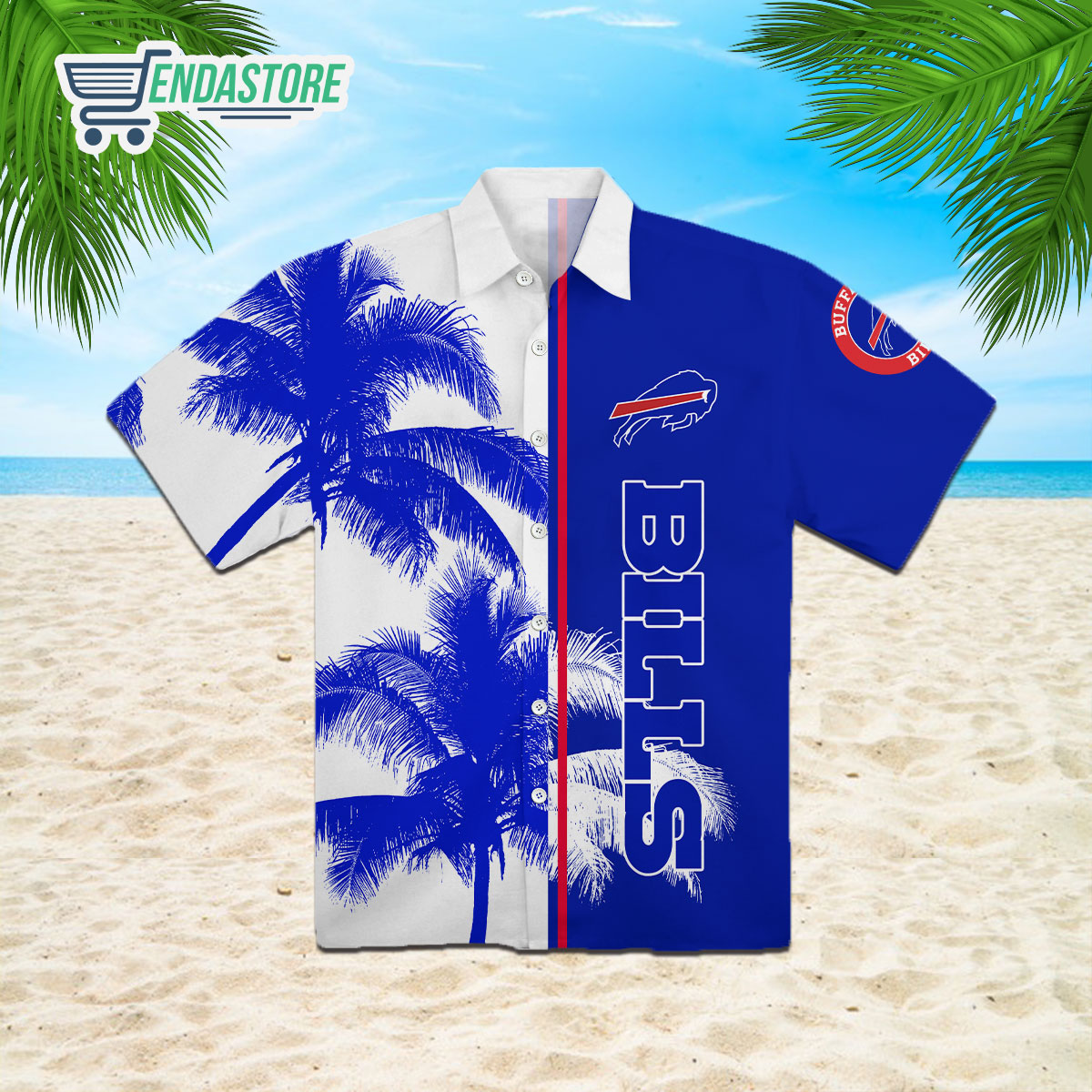 BILLS Tropical Palm Trees Hawaiian Shirt