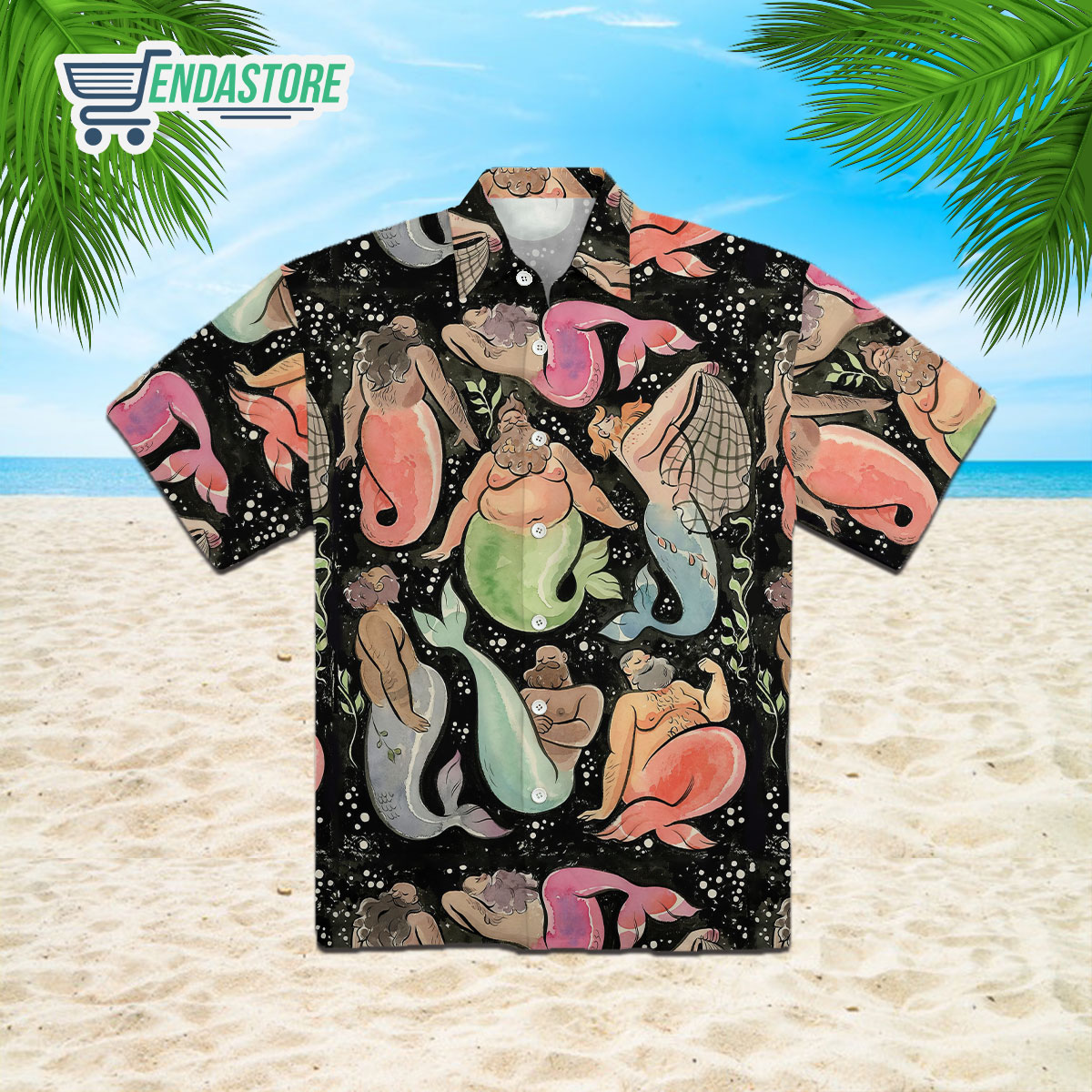 Beard And Barnacles Mermaid Short Sleeve Hawaiian Shirt