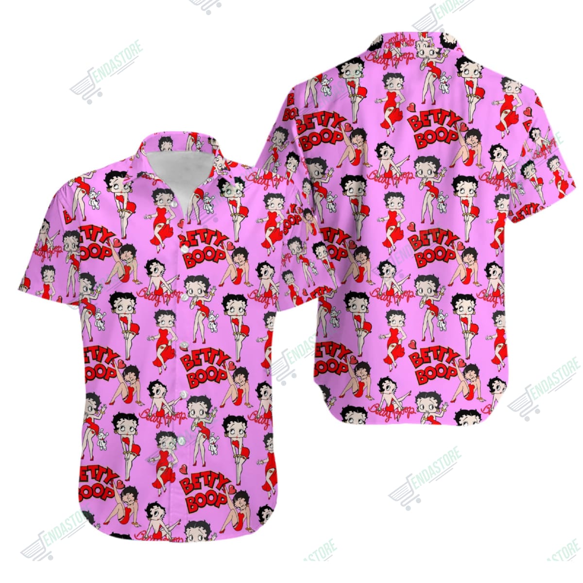 Betty Boop Pink Hawaiian Shirt