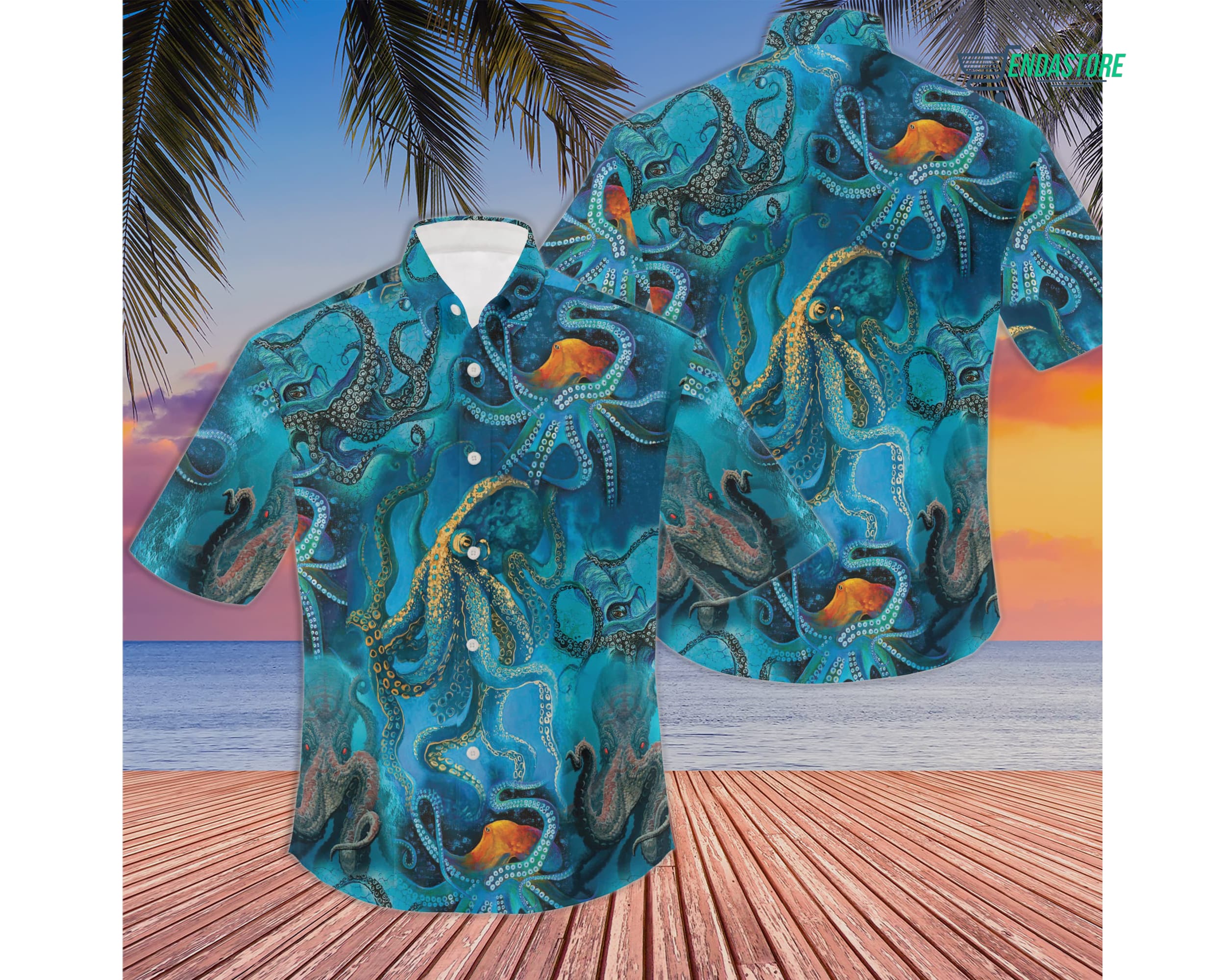 Blue Ocean Octopus Hawaiian Shirt