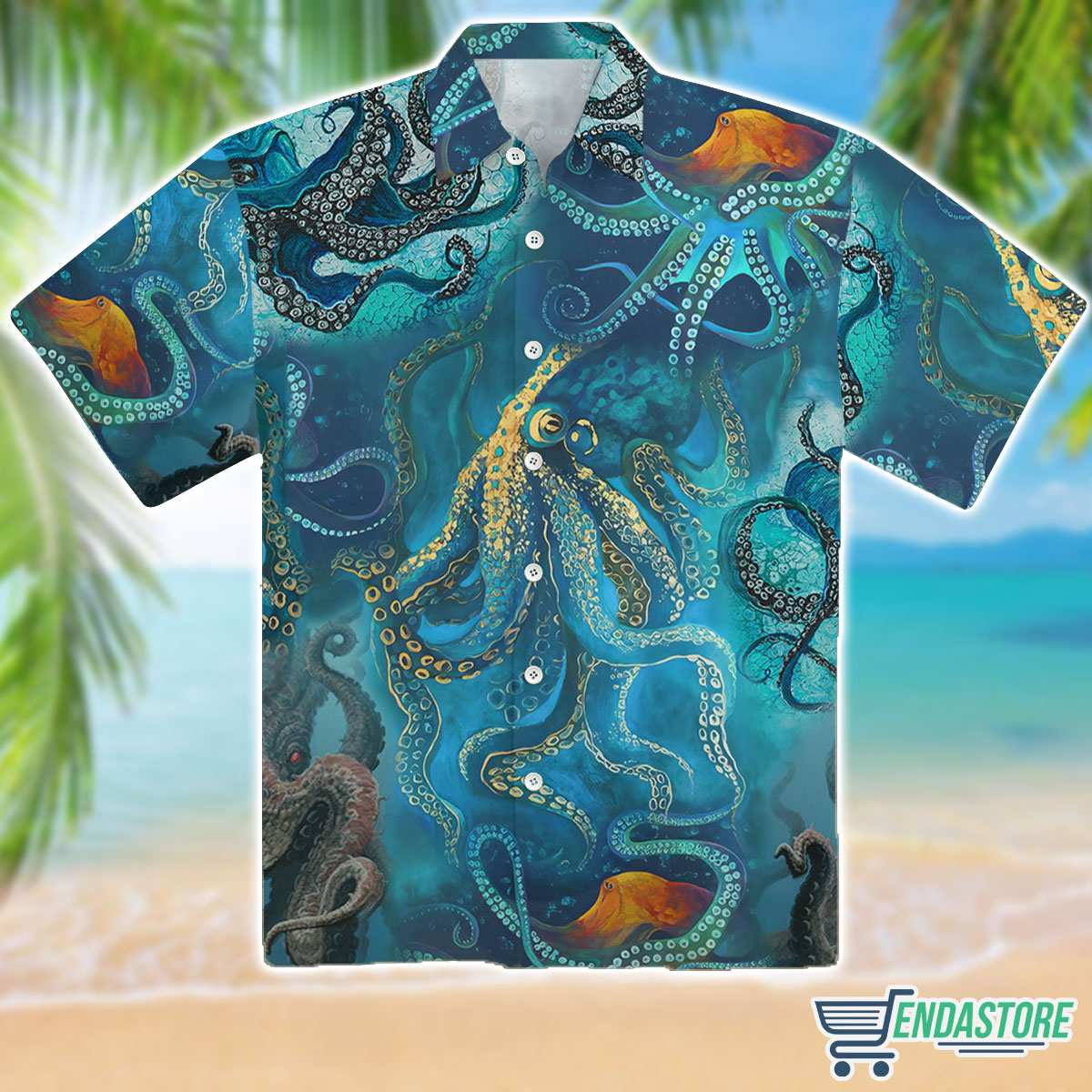 Blue Ocean Octopus Hawaiian Shirt 8686