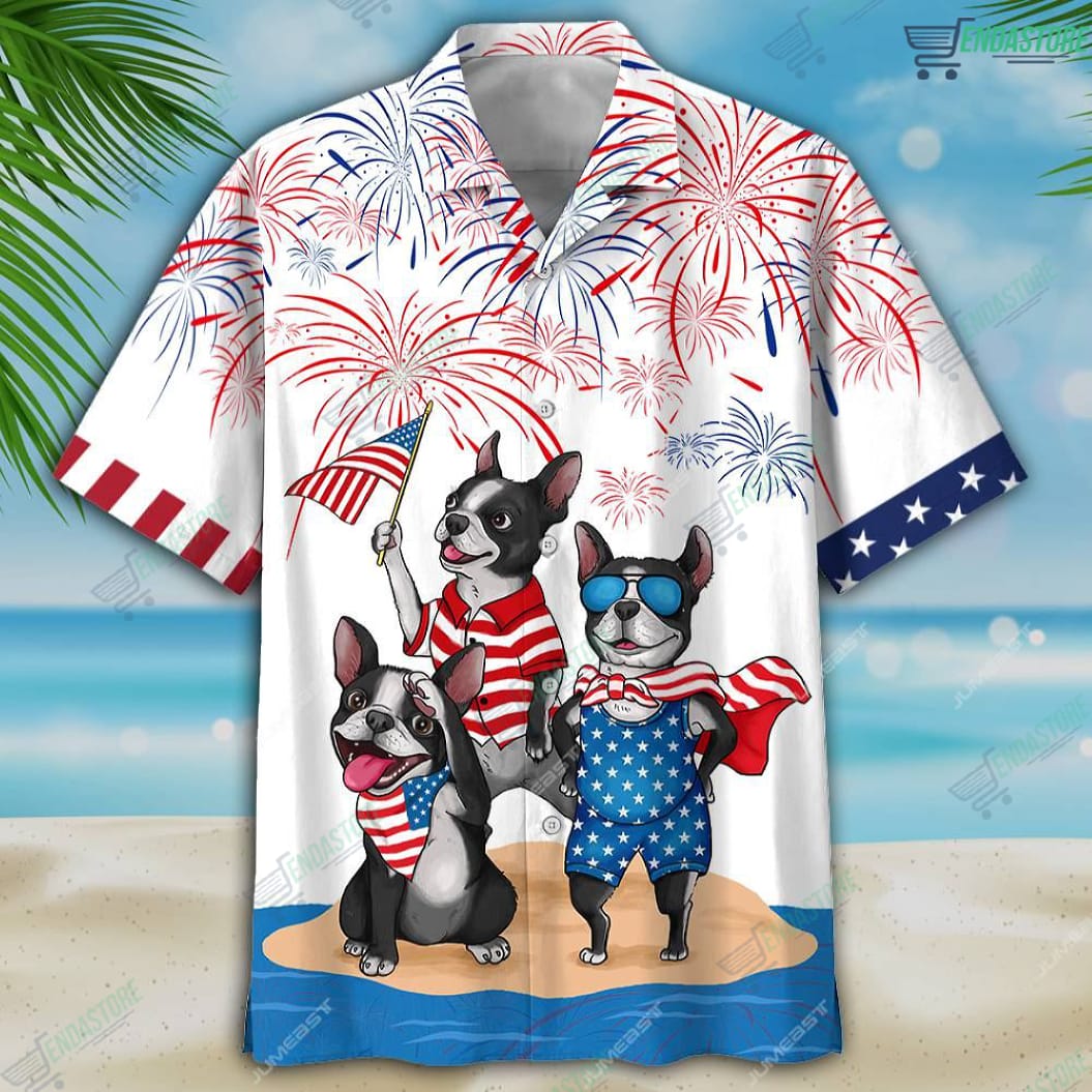 Boston Terrier 4th Of July Hawaiian Shirt