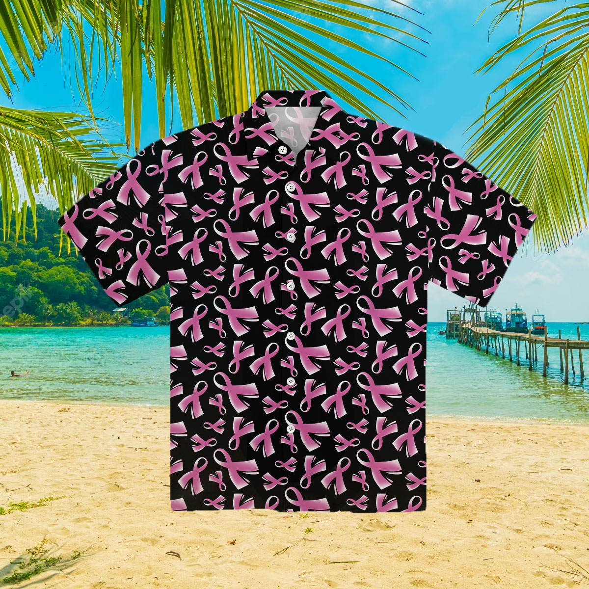 Breast Cancer Pink Ribbon Hawaiian Short Sleeve Shirt